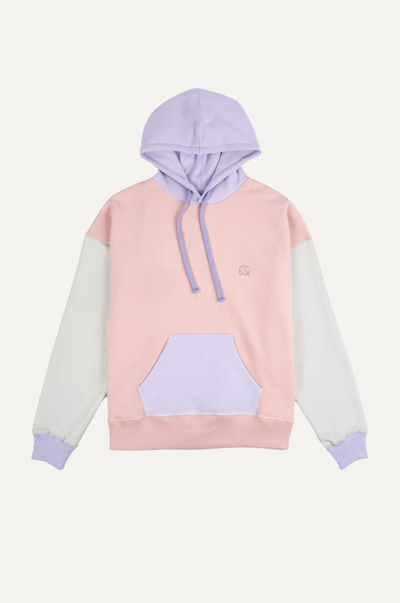 Trendsplant  Hoodie Oversized Color Block Roze, Paars En Groen