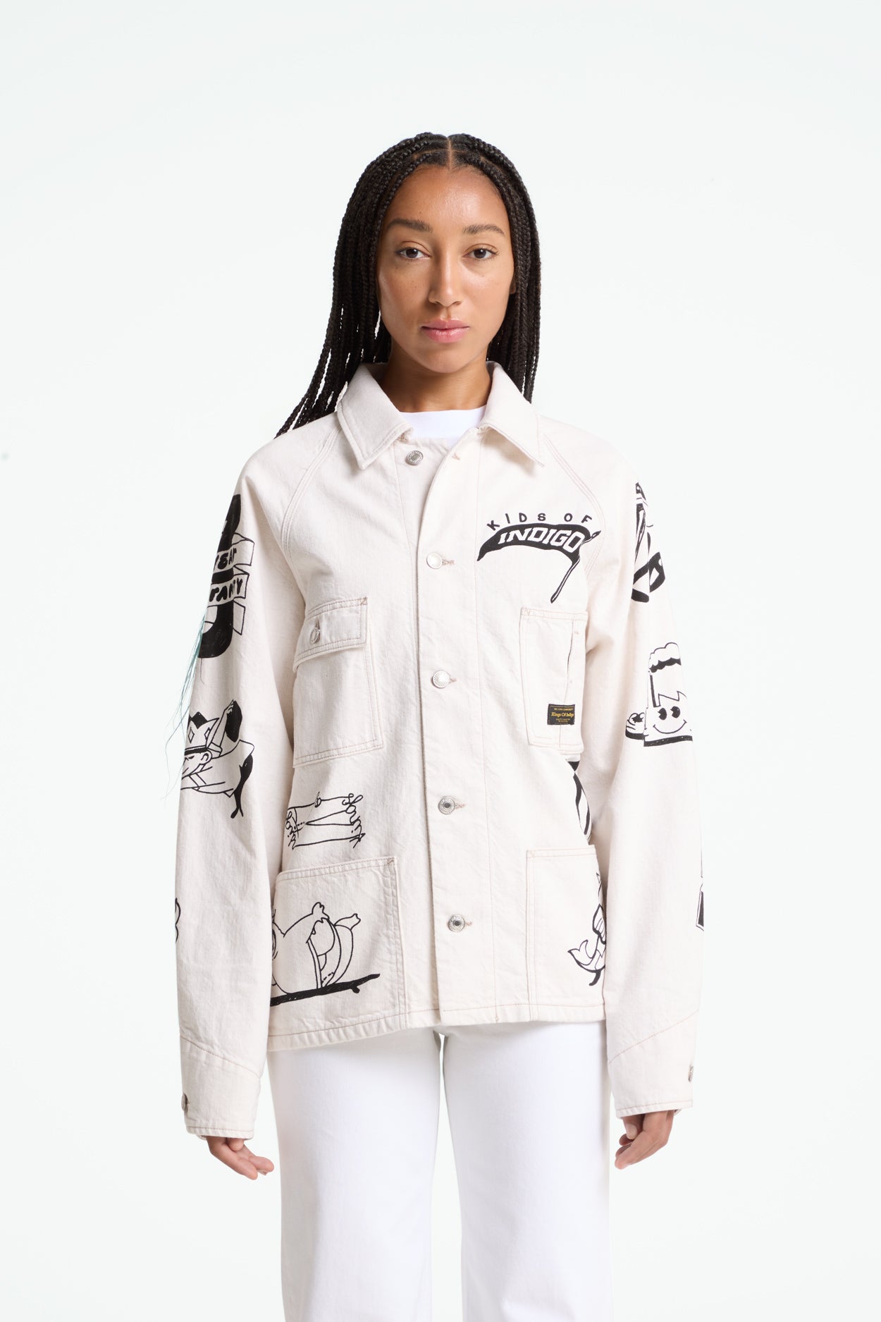 Kings of Indigo mannen vegan Jas Aymeric Amsterdam Scribble White