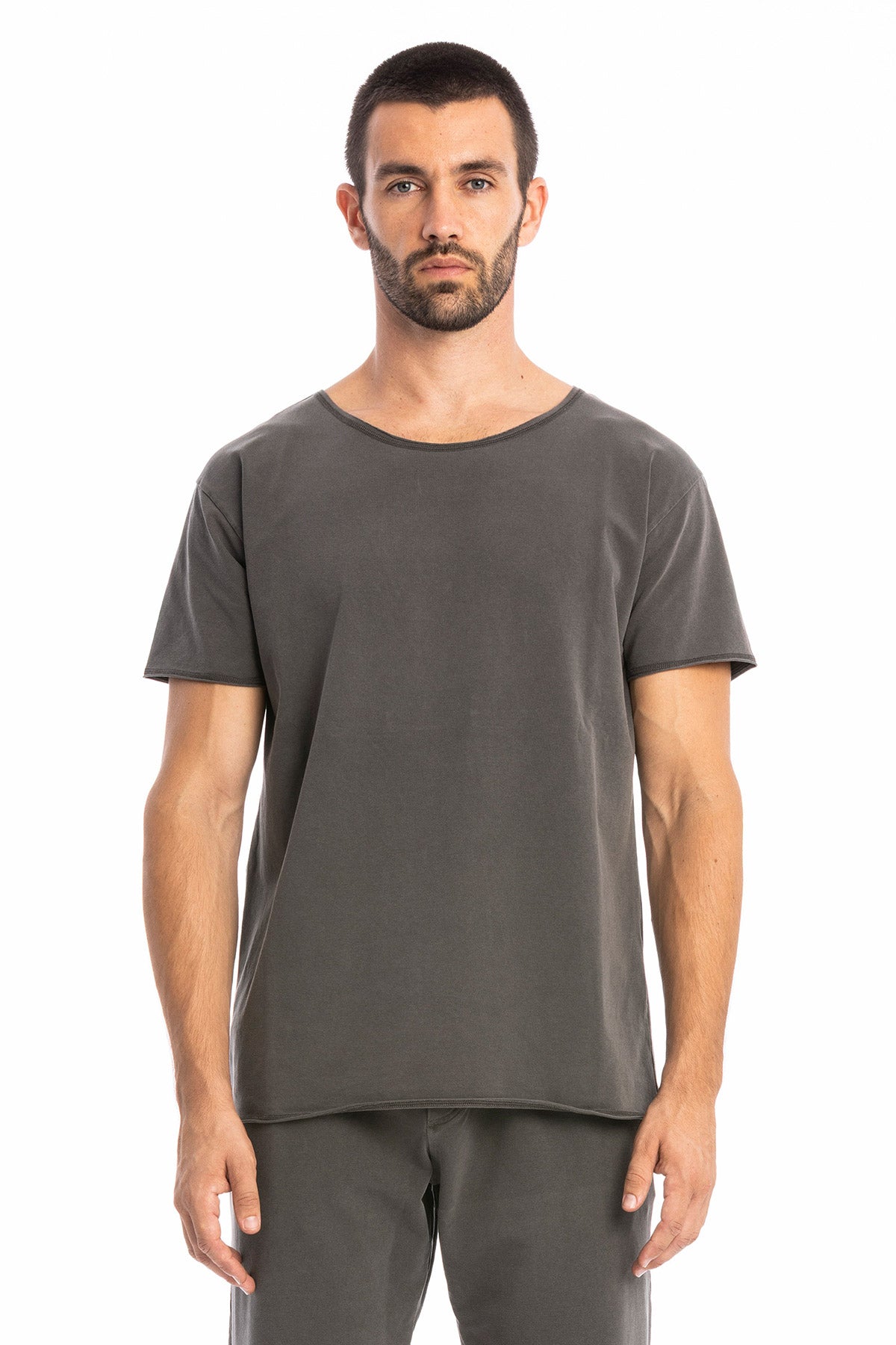 RAVENS VIEW IBIZA mannen vegan T-Shirt Met Antracietkleurige Snit