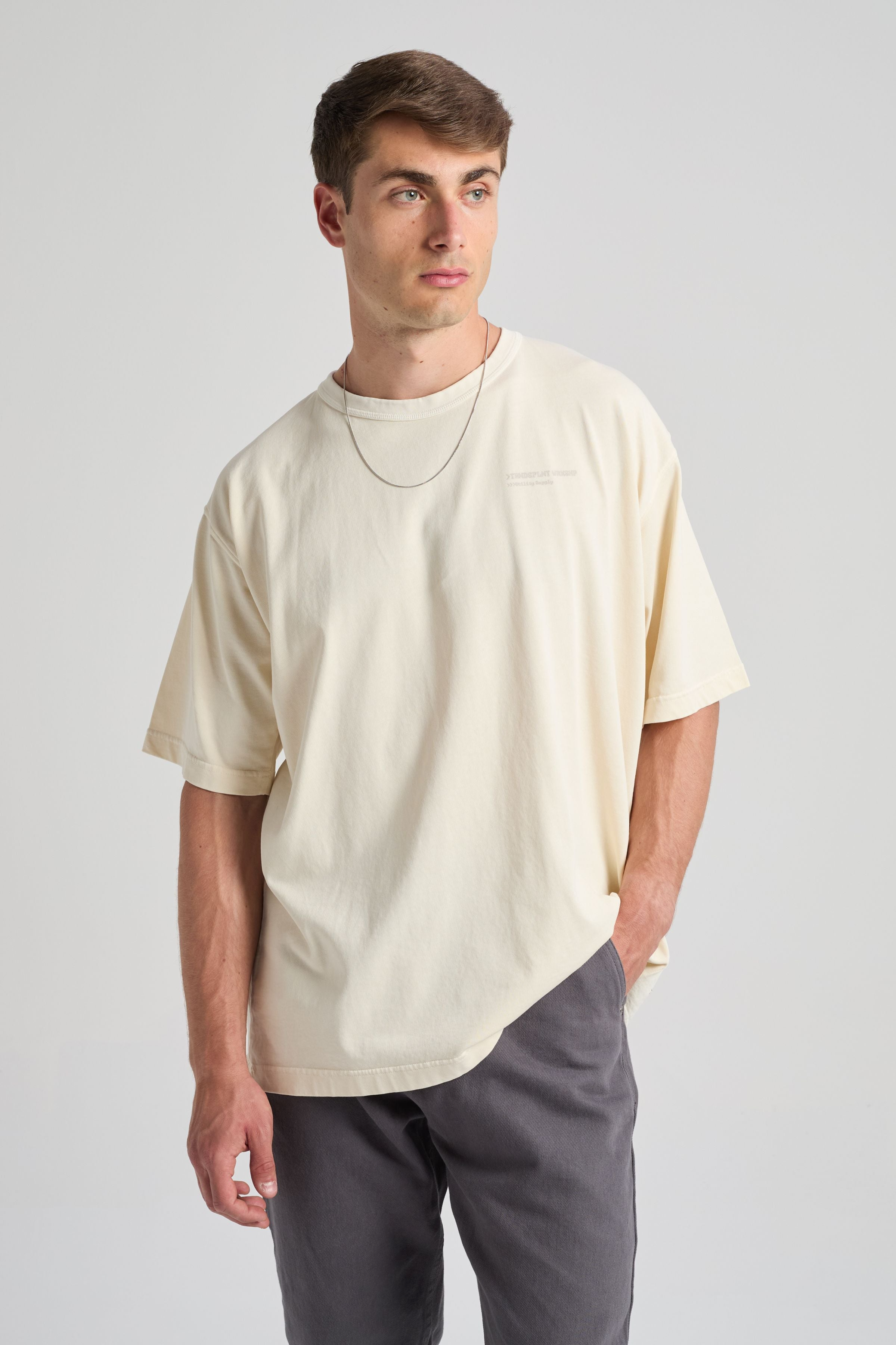Trendsplant mannen vegan T-Shirt Core Oversized Off White