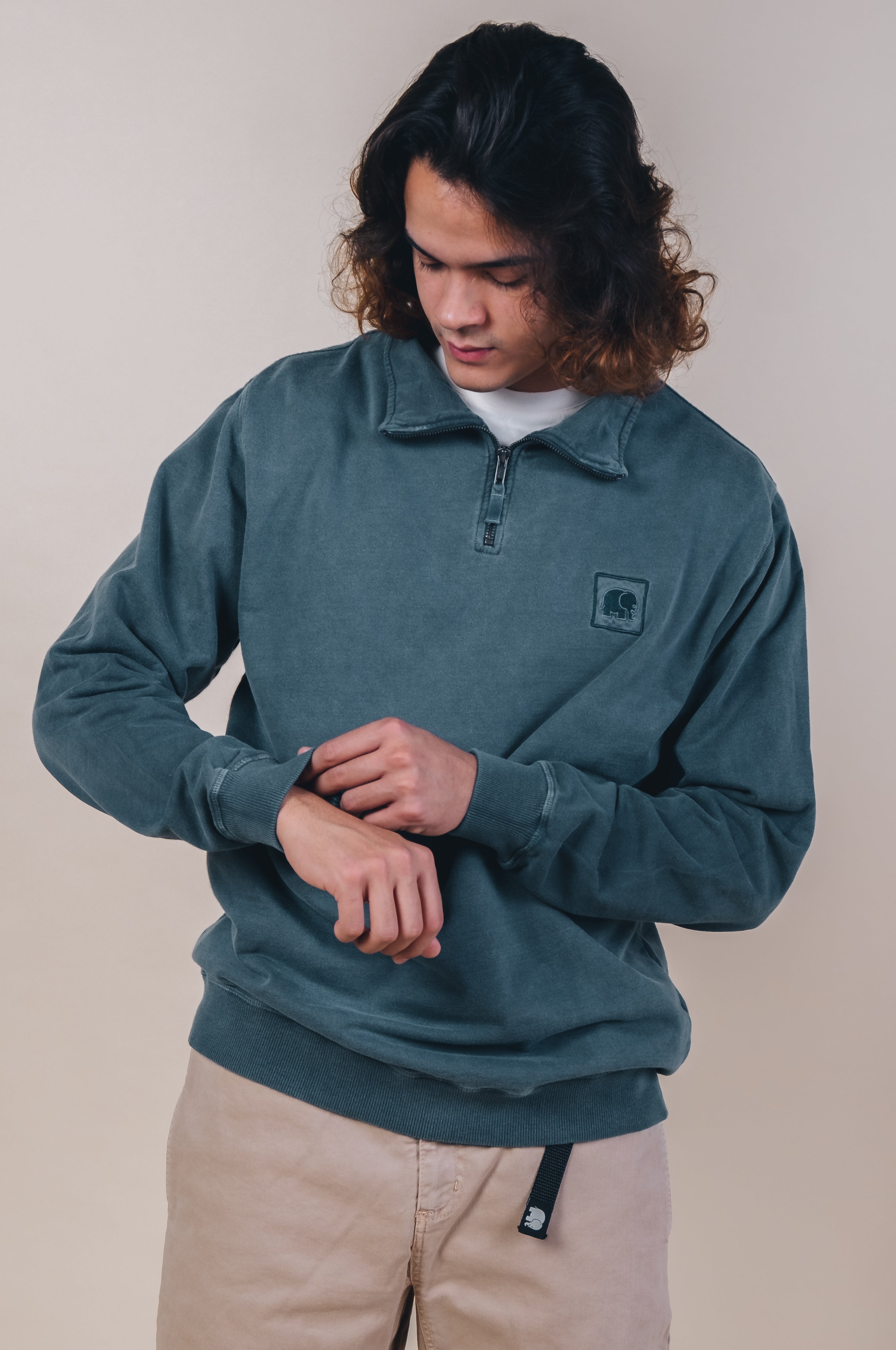 Trendsplant mannen vegan Zip Sweater Sauce Elm Green