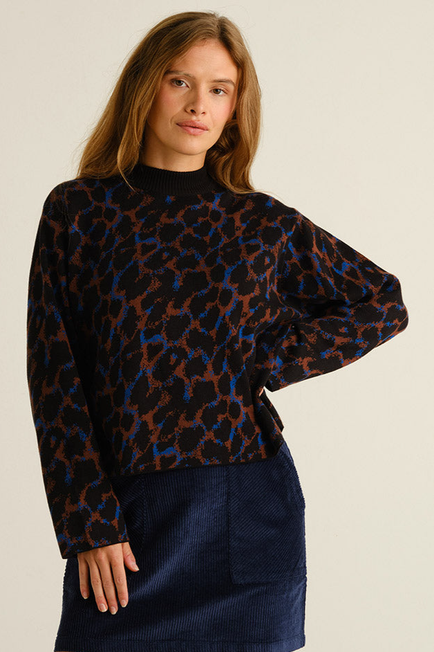 DEDICATED  Trui Limhamn Luipaard Blauw/Bruin/Zwart