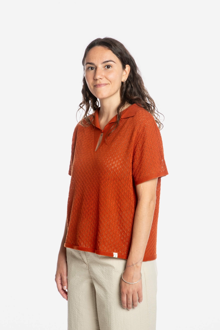 MATONA  Blouse Met Puntige Details Pecannootbruin