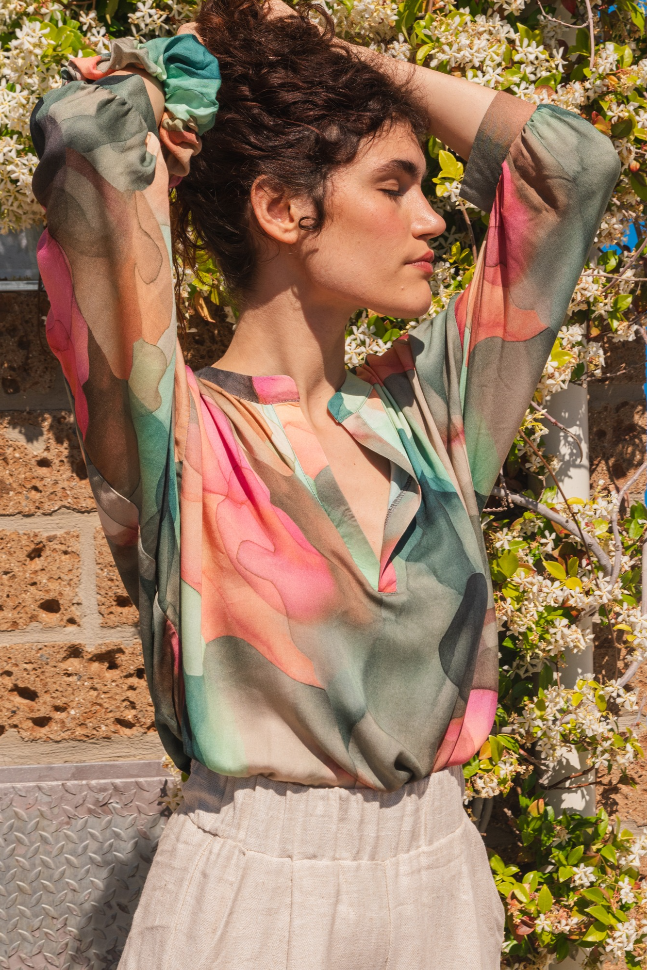 Widda  Blouse Monya Wolkenpatroon Veelkleurig