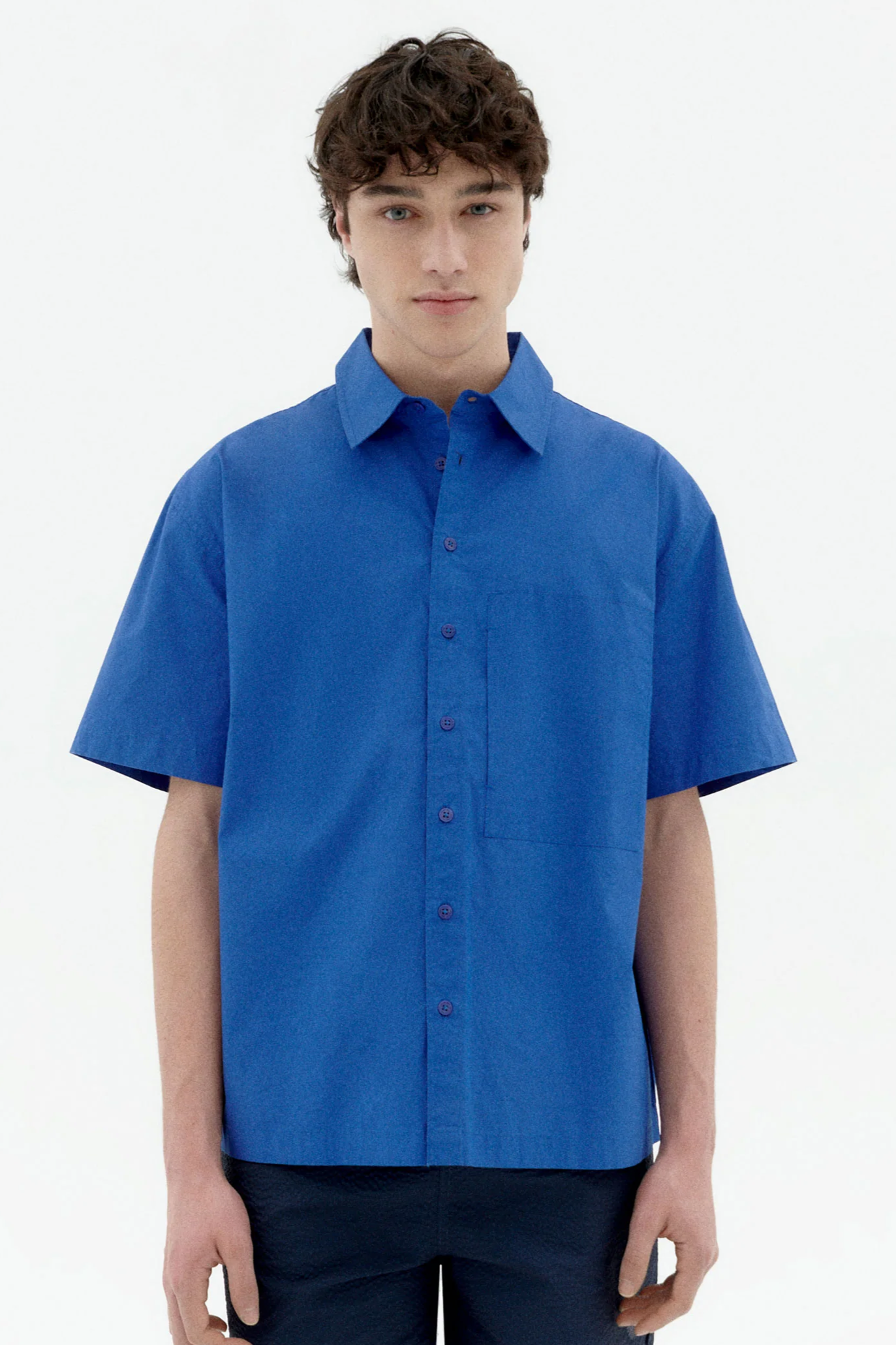 Thinking MU mannen vegan Shirt Loose Kurt Blauw