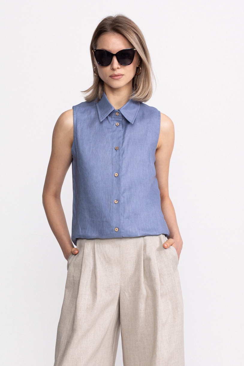 De IONESCU  Mouwloos Shirt BÃ¢rsana Stoffig Blauw
