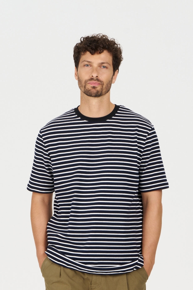 KOMODO mannen vegan Top Claude Marineblauwe Gestreept