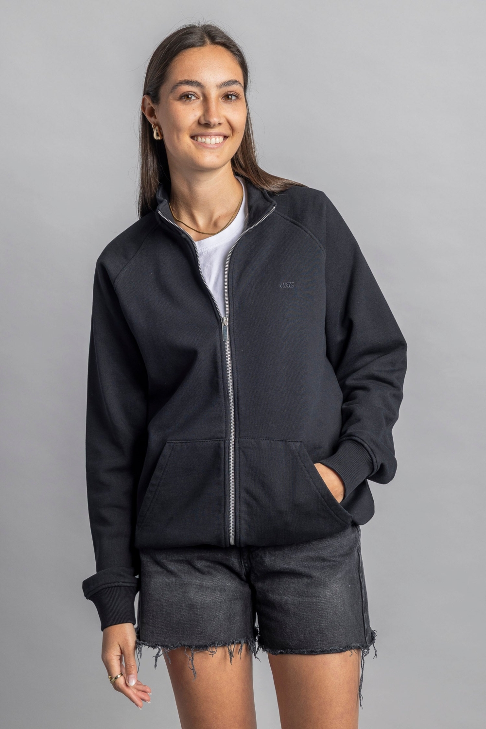 DIRTS mannen vegan Sweatshirt Met Rits, Zwart