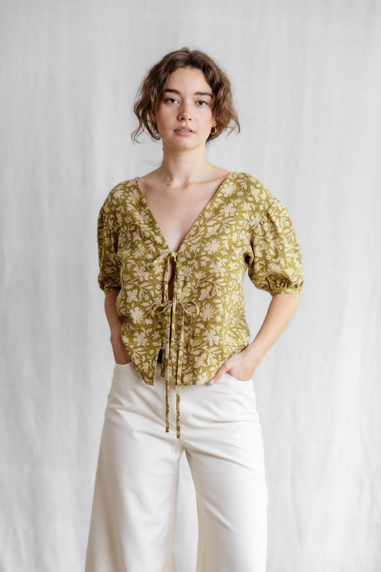 Jyoti - Fair Works  Blouse KALira Blockprint Groen