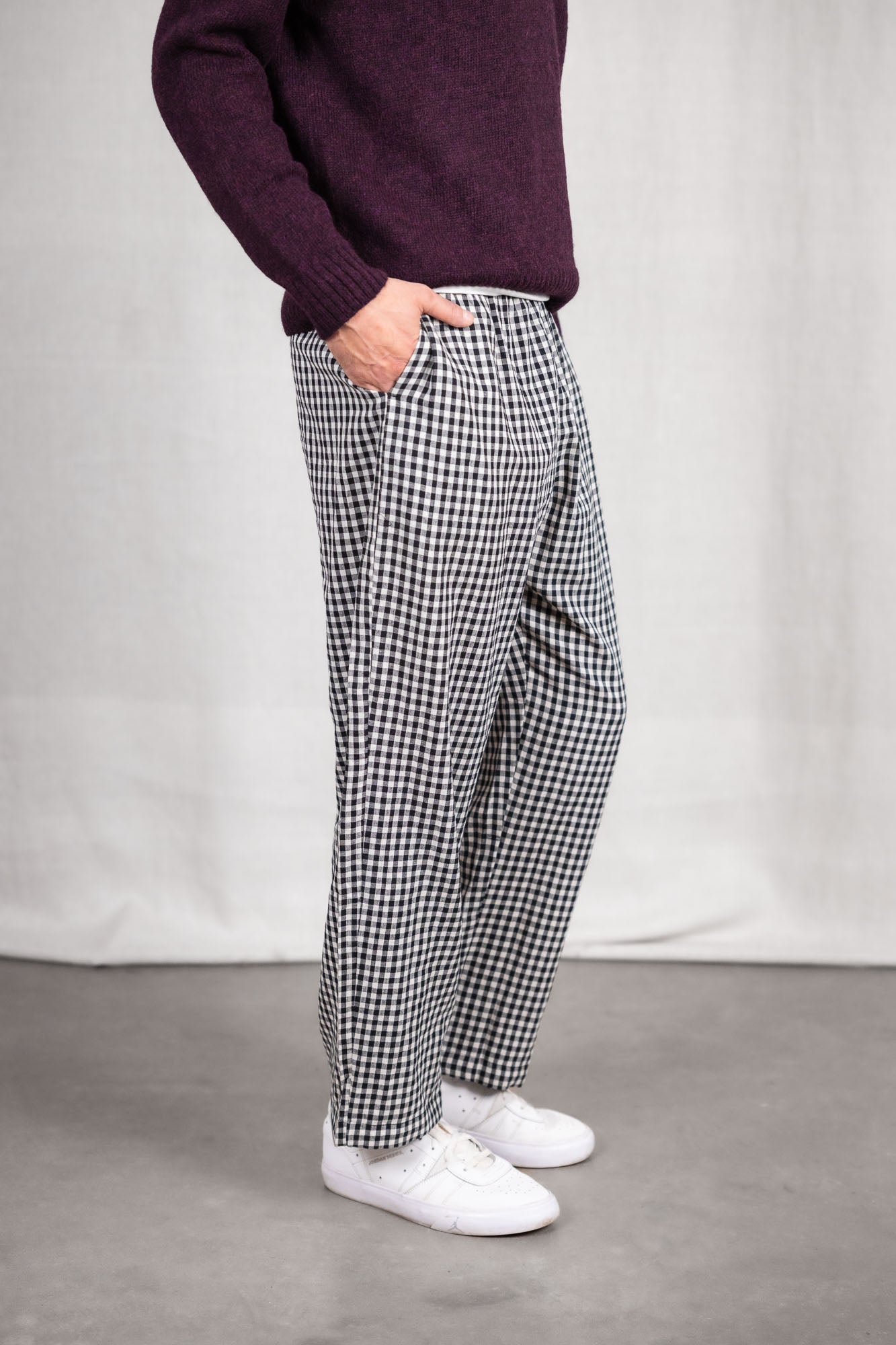 Jyoti - Fair Works mannen vegan Broek Jhan Geruit Zwart/Wit
