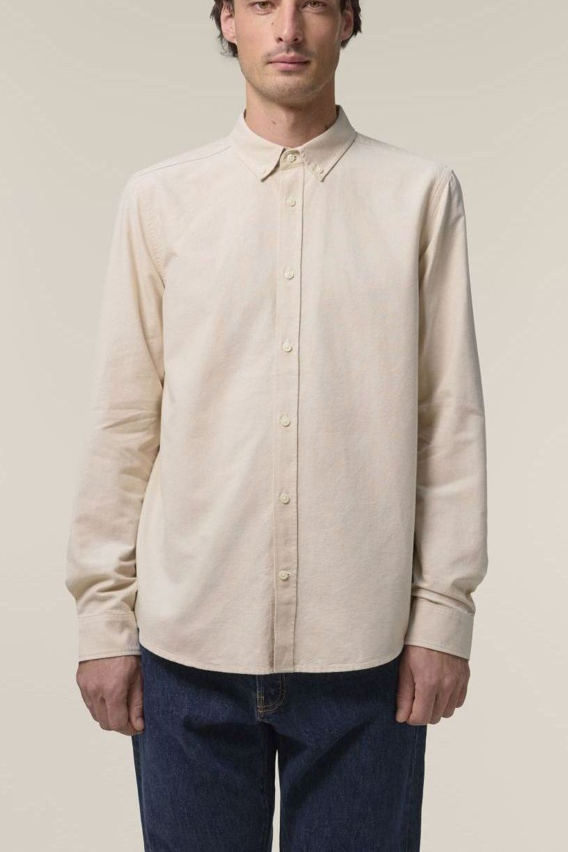 UNIPOLAR mannen vegan Overhemd Oxford Beige