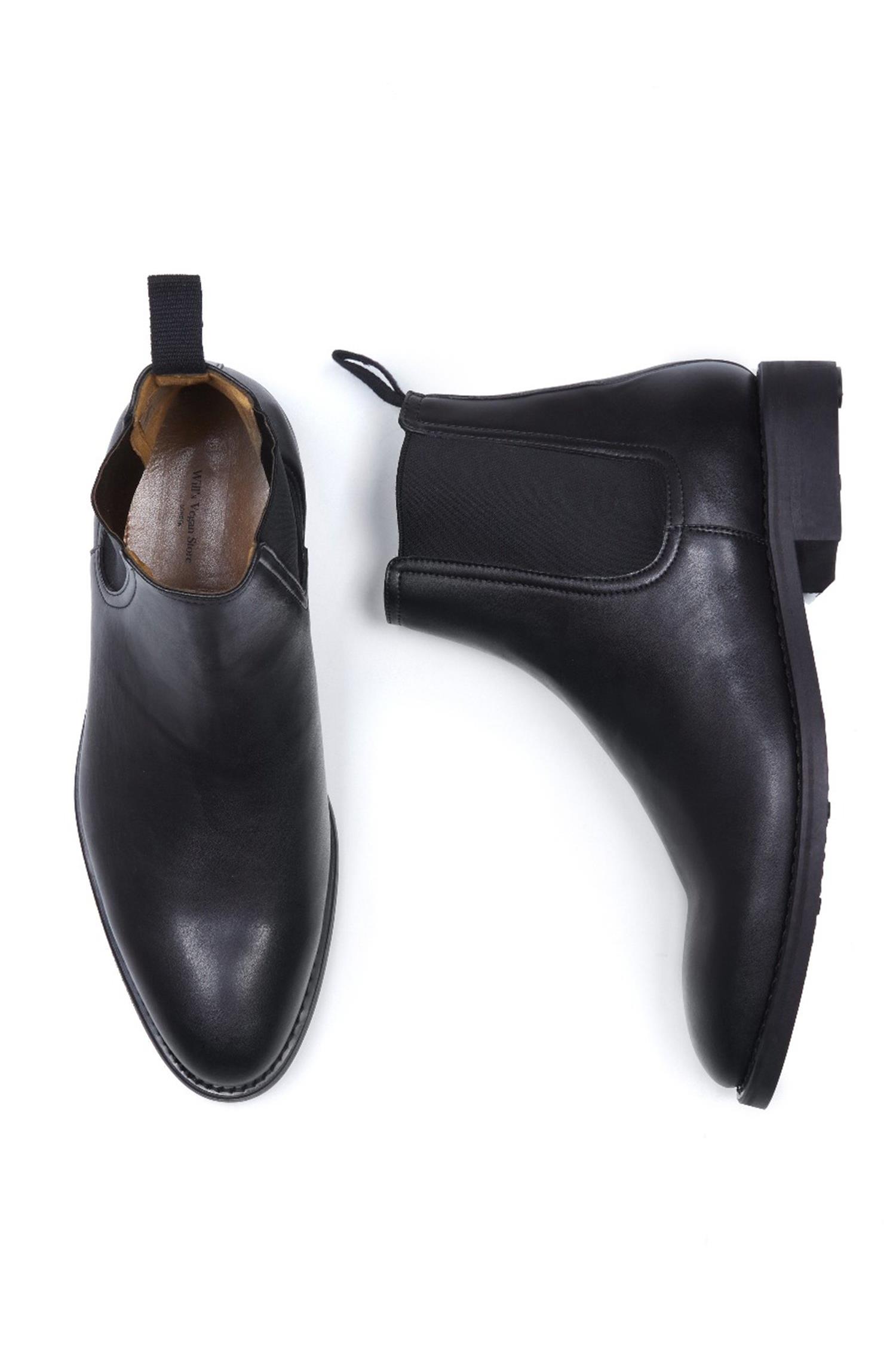 Will's Vegan Store mannen vegan Chelsea Boots Goodyear Welt Zwart