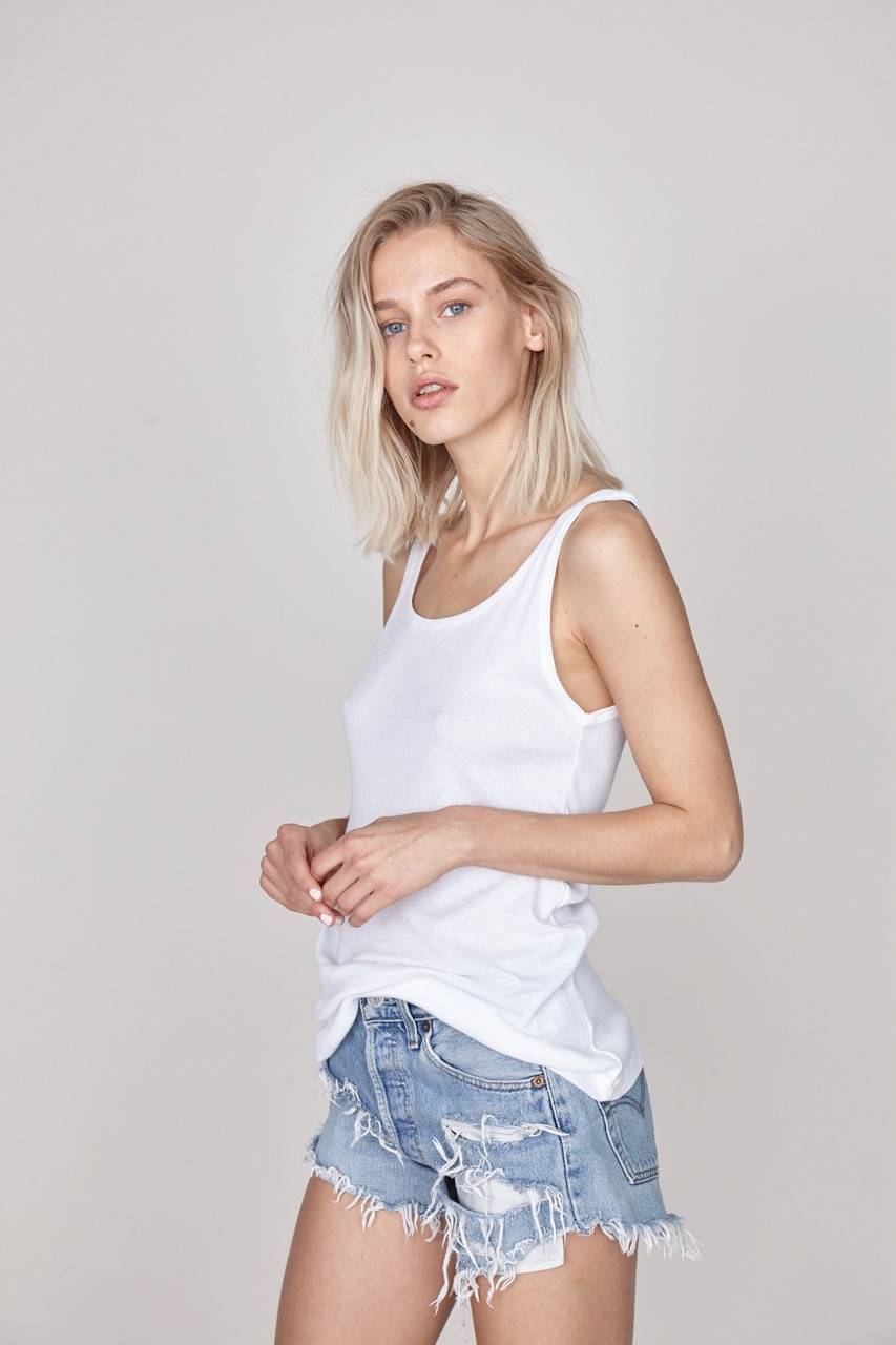 The Elle | Rib Singlet - White