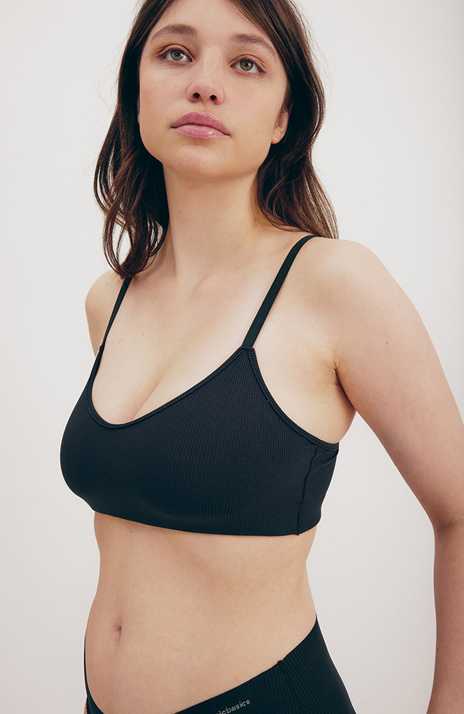 Naked rib bralette zwart