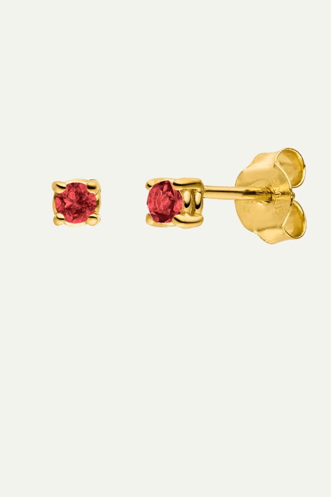 Dear Darling Berlin  Oorbellen Januari Geboortesteen 14k Echt Goud En Granaat