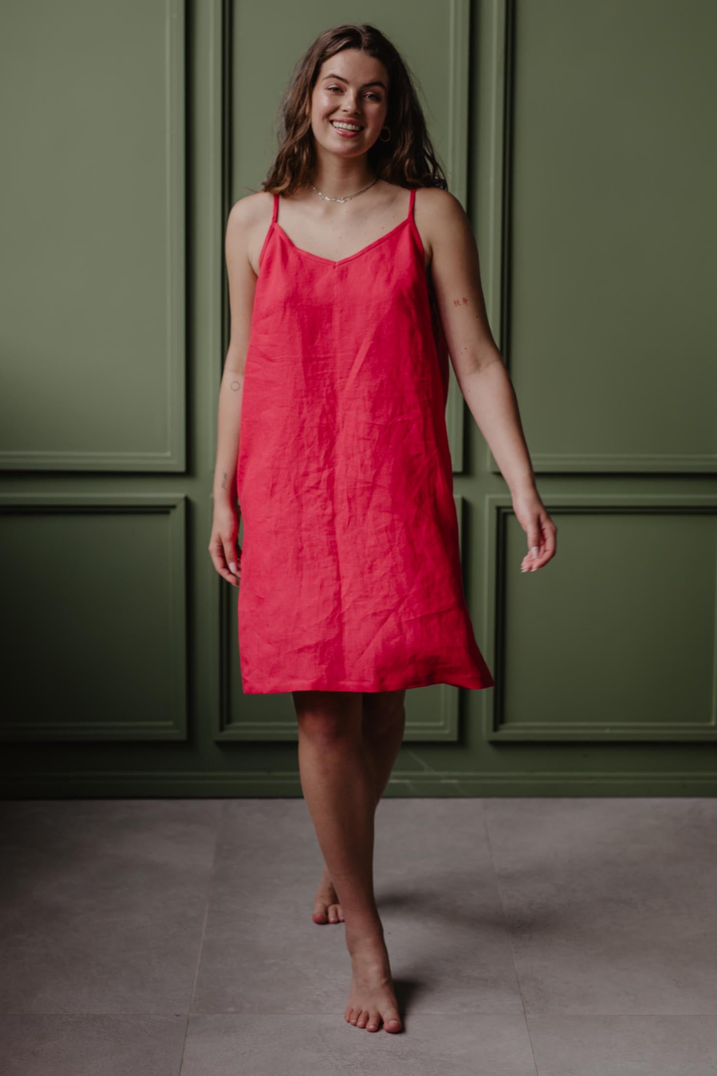 AmourLinen  Onderjurk Zoe Viva Magenta Rood