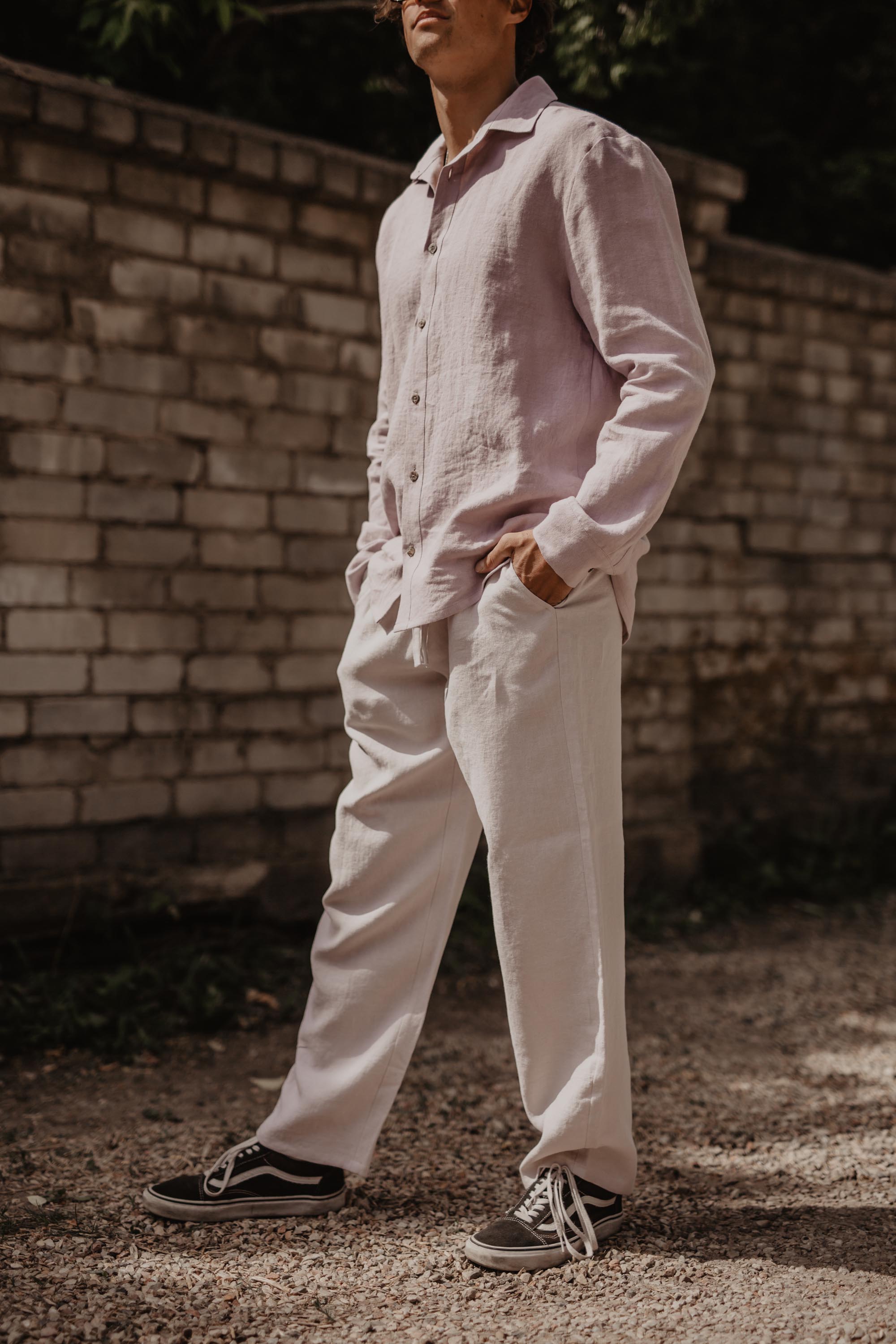 AmourLinen mannen vegan Linnen Broek Adonis Cotton Candy Roze