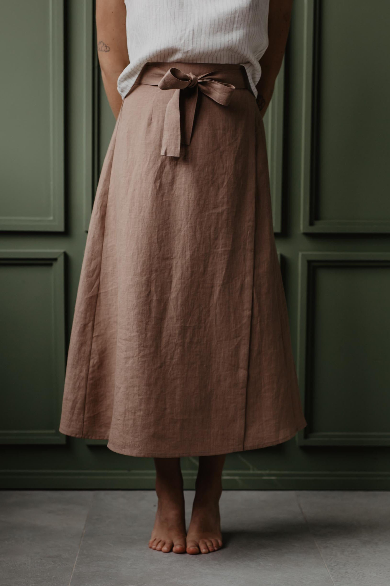 AmourLinen  Wikkelrok Iris Rosy Brown