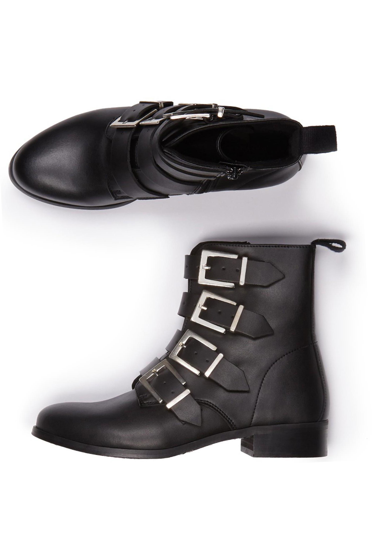 Will's Vegan Store  Biker Boots 4 Strap Zwart