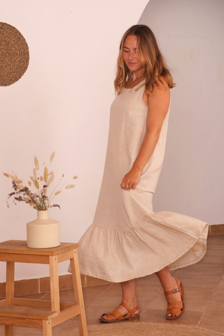 MATONA  Jurk Frill Almond Beige