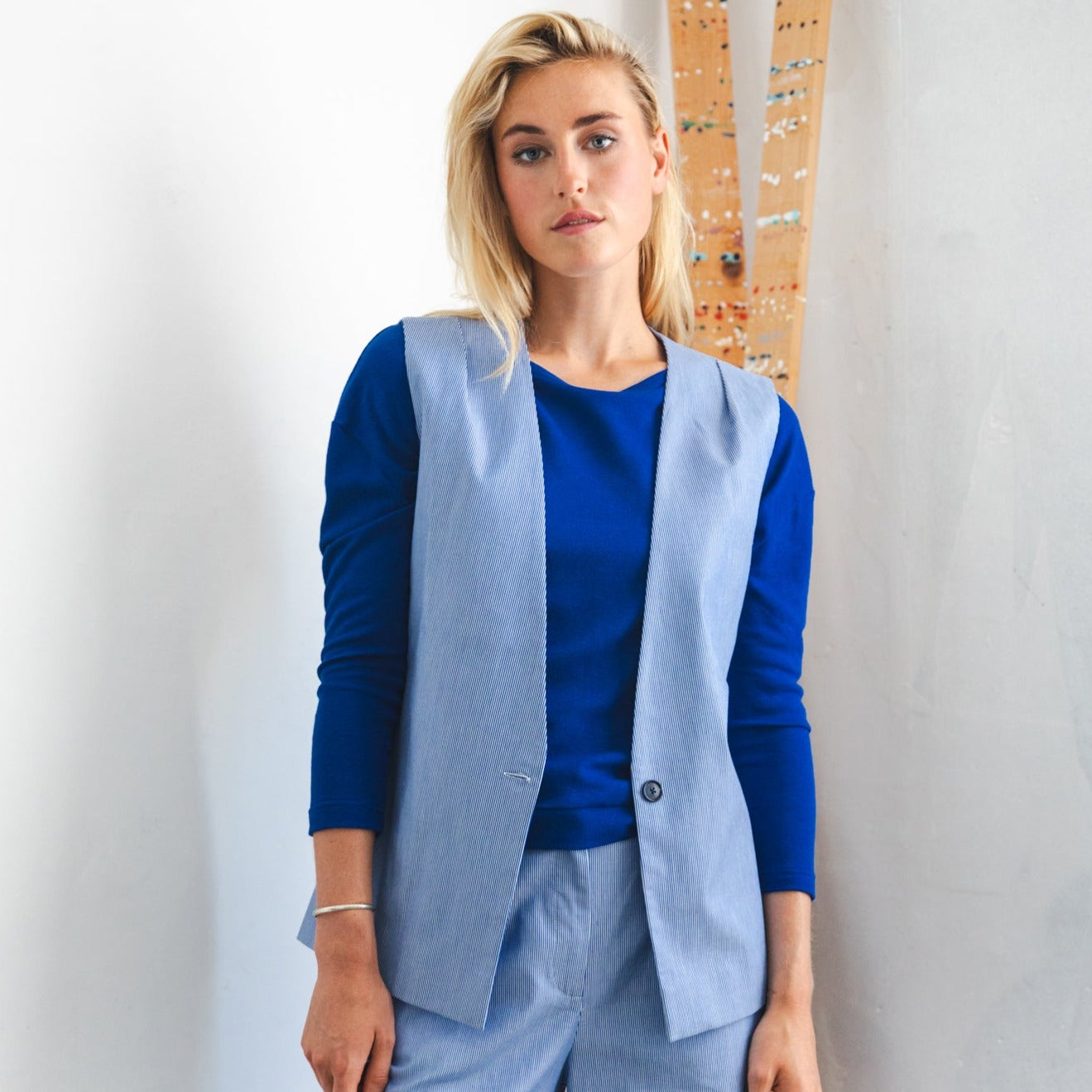 Lapis Waistcoat Blue stripes