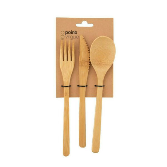 Point Virgule bamboe houten bestek set 3-delig