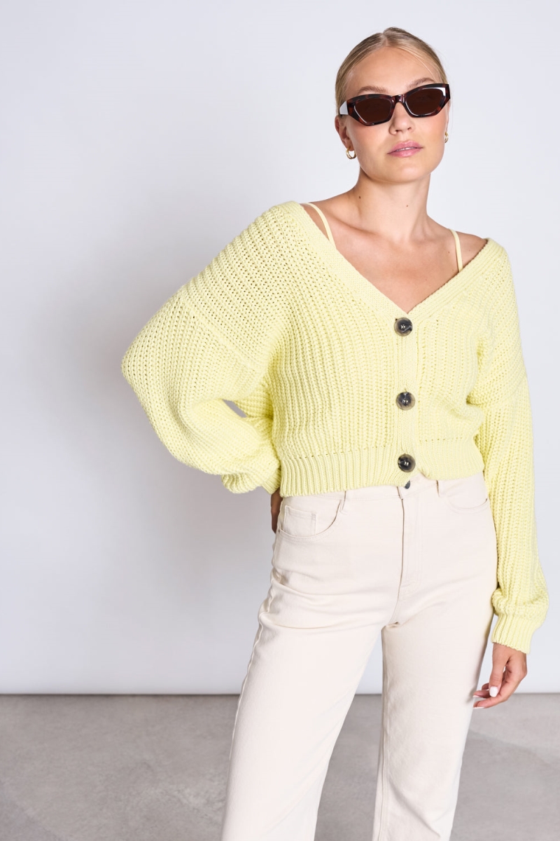JAN 'N JUNE  Grof Vest Lena Lime Sorbet Geel