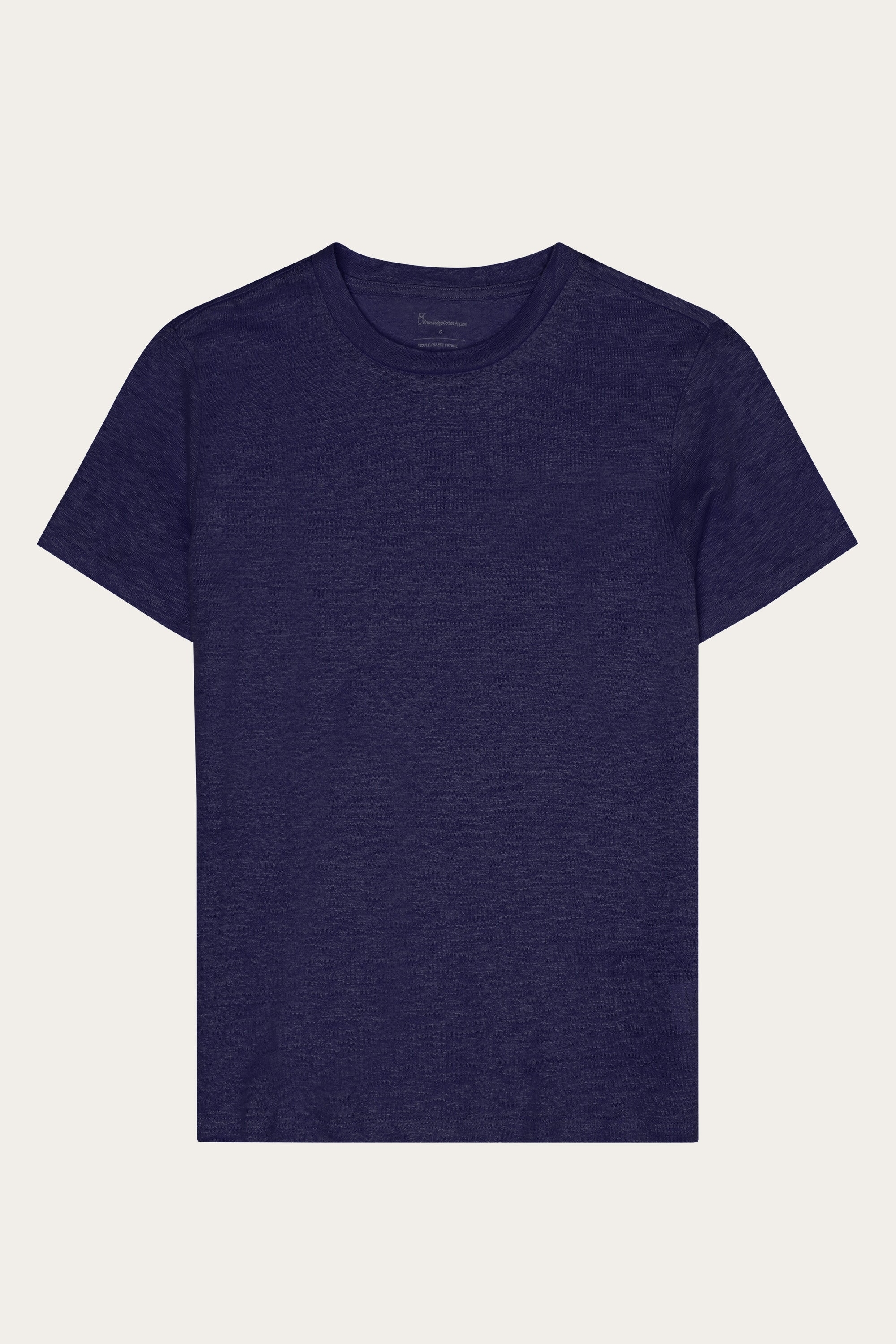 KnowledgeCotton Apparel  Dames T-Shirt Reg Linen Total Eclipse Navy