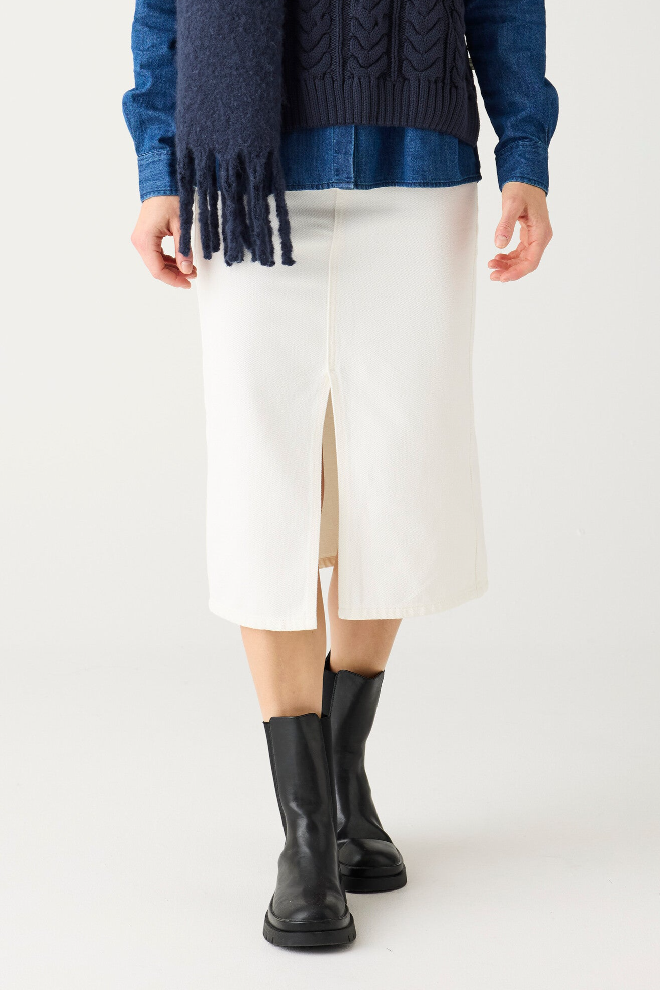 KnowledgeCotton Apparel  Rok Van Keperstof In De Kleur Egret, Wit