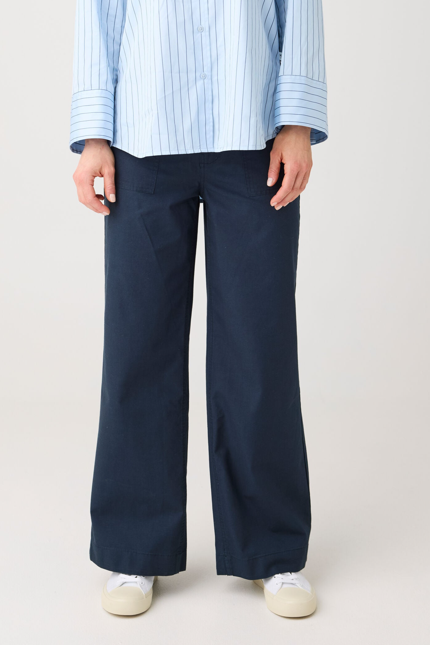KnowledgeCotton Apparel  Broek Posey Wide Slub Total Eclipse Navy