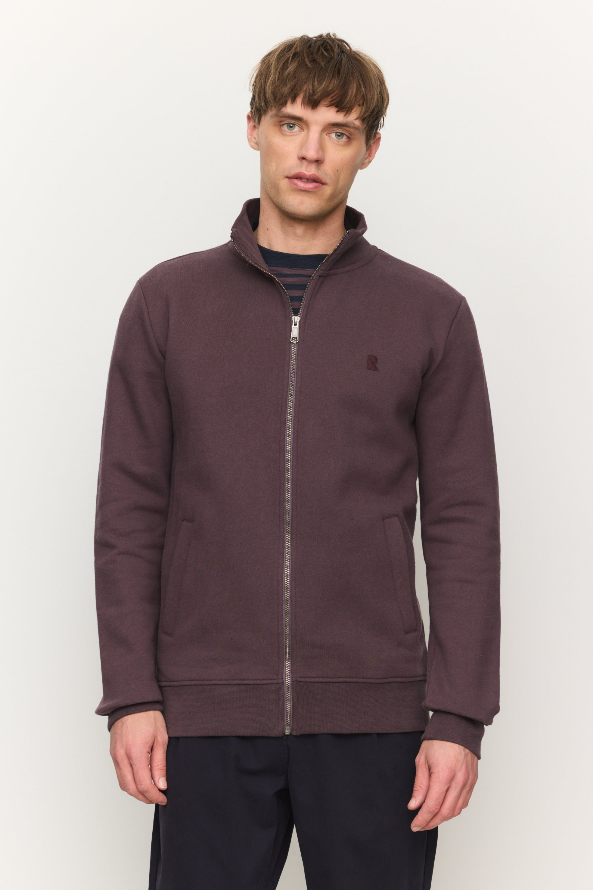Recolution mannen vegan Sweatjacket Kamfer Donkere Druif
