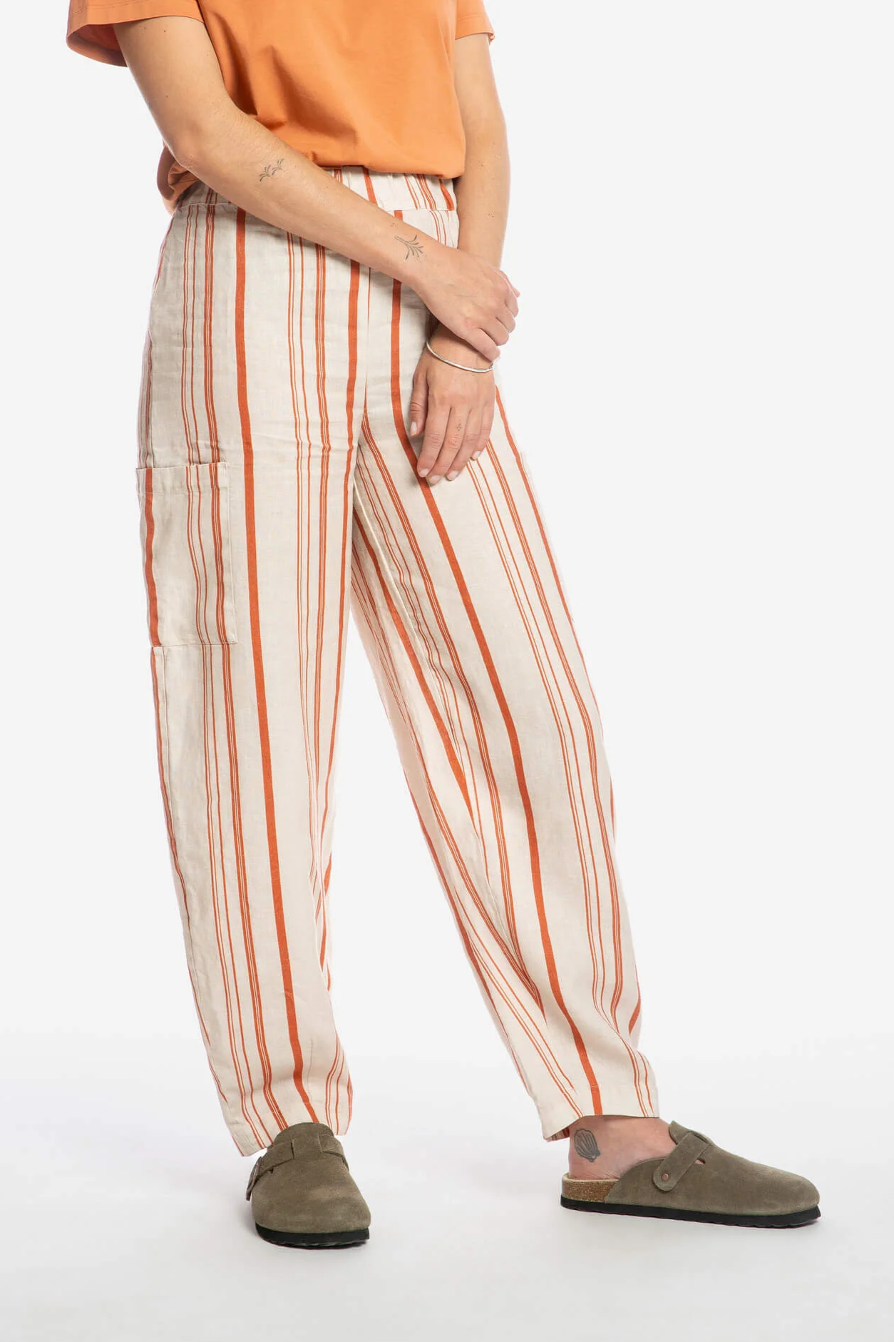 MATONA  Pantalon Barrel Leg Gestreepte