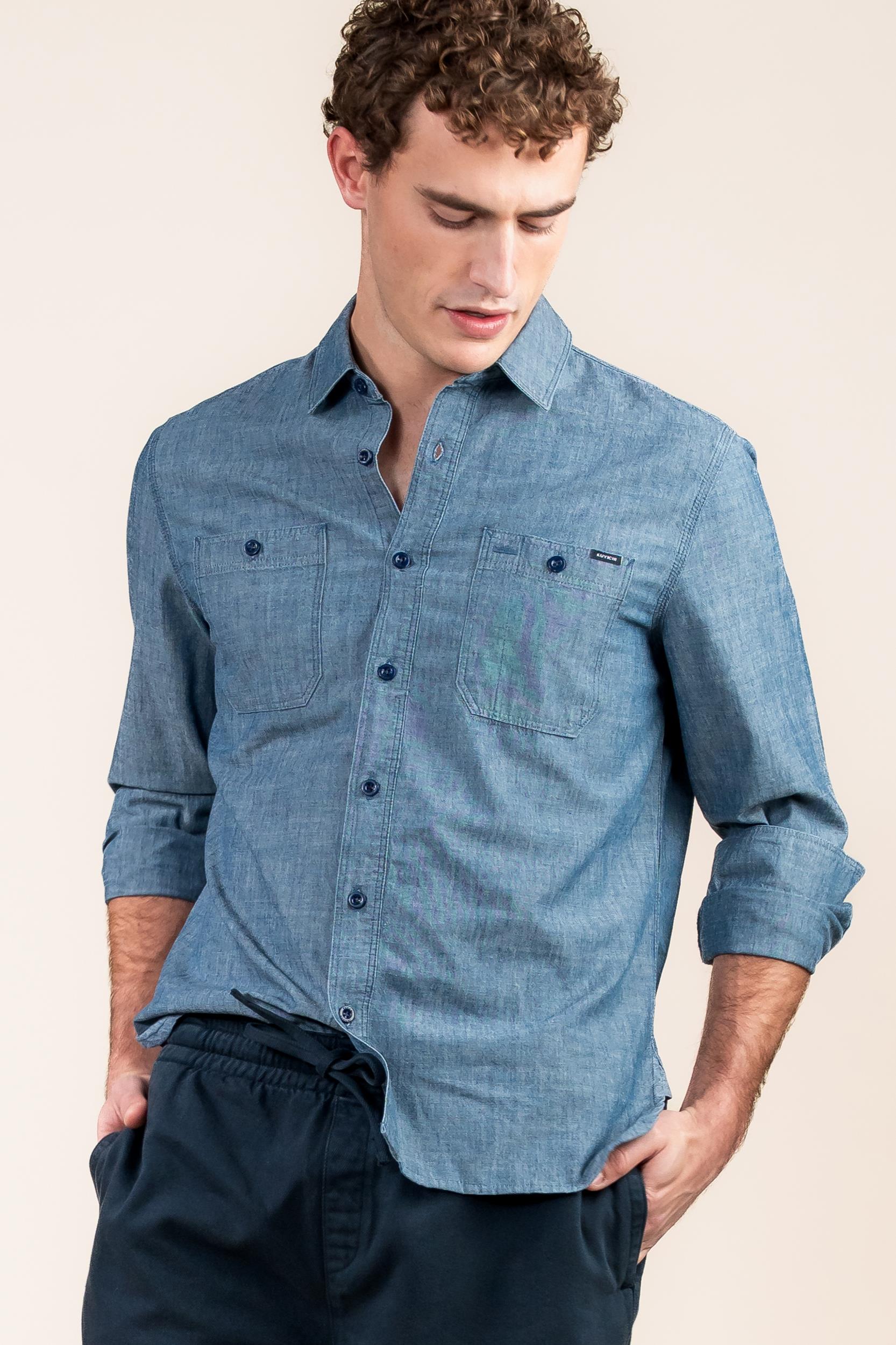 Kuyichi mannen vegan George Blue Overhemd