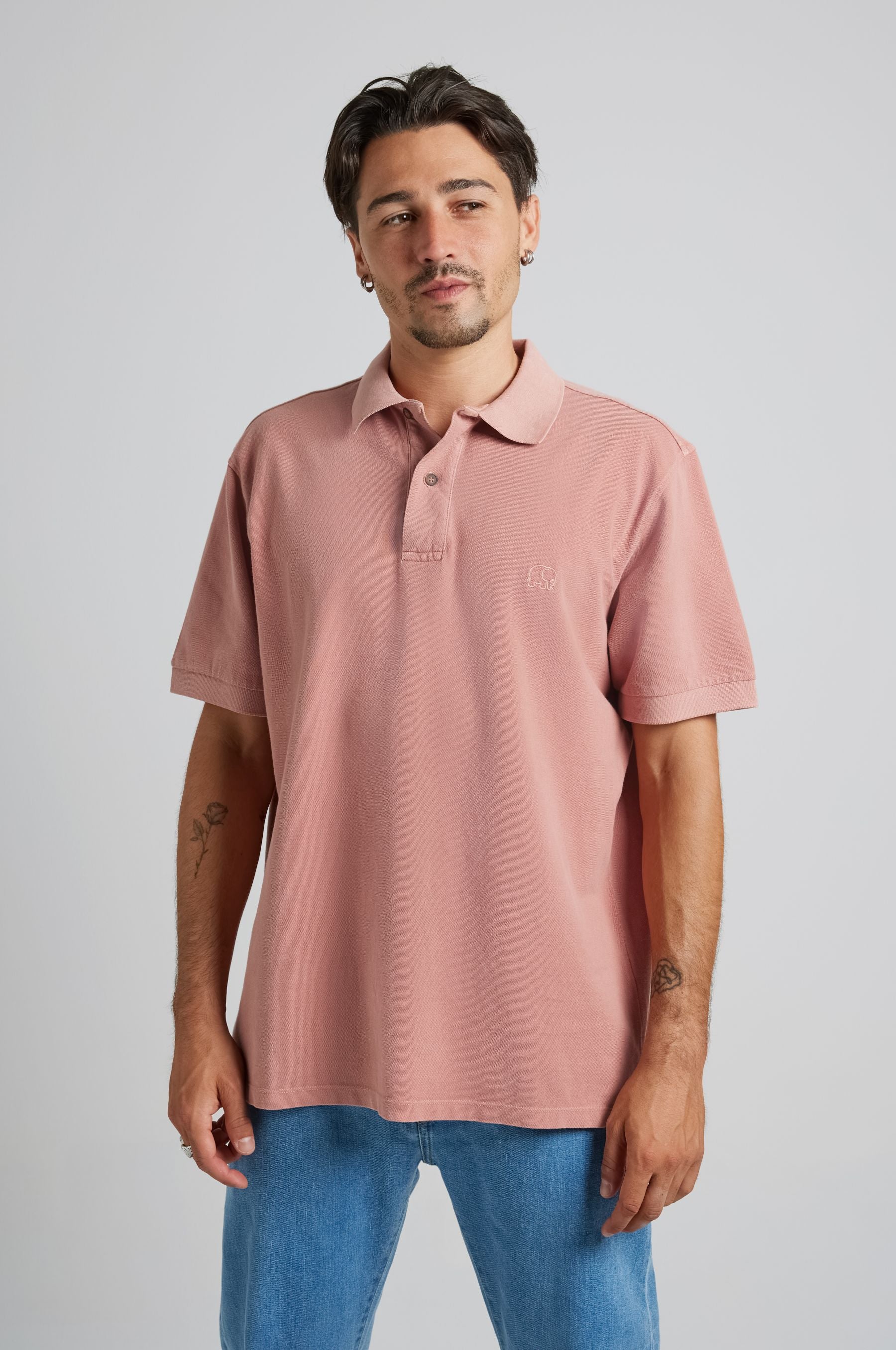 Trendsplant mannen vegan Polo Essential Sunwashed Old Rose