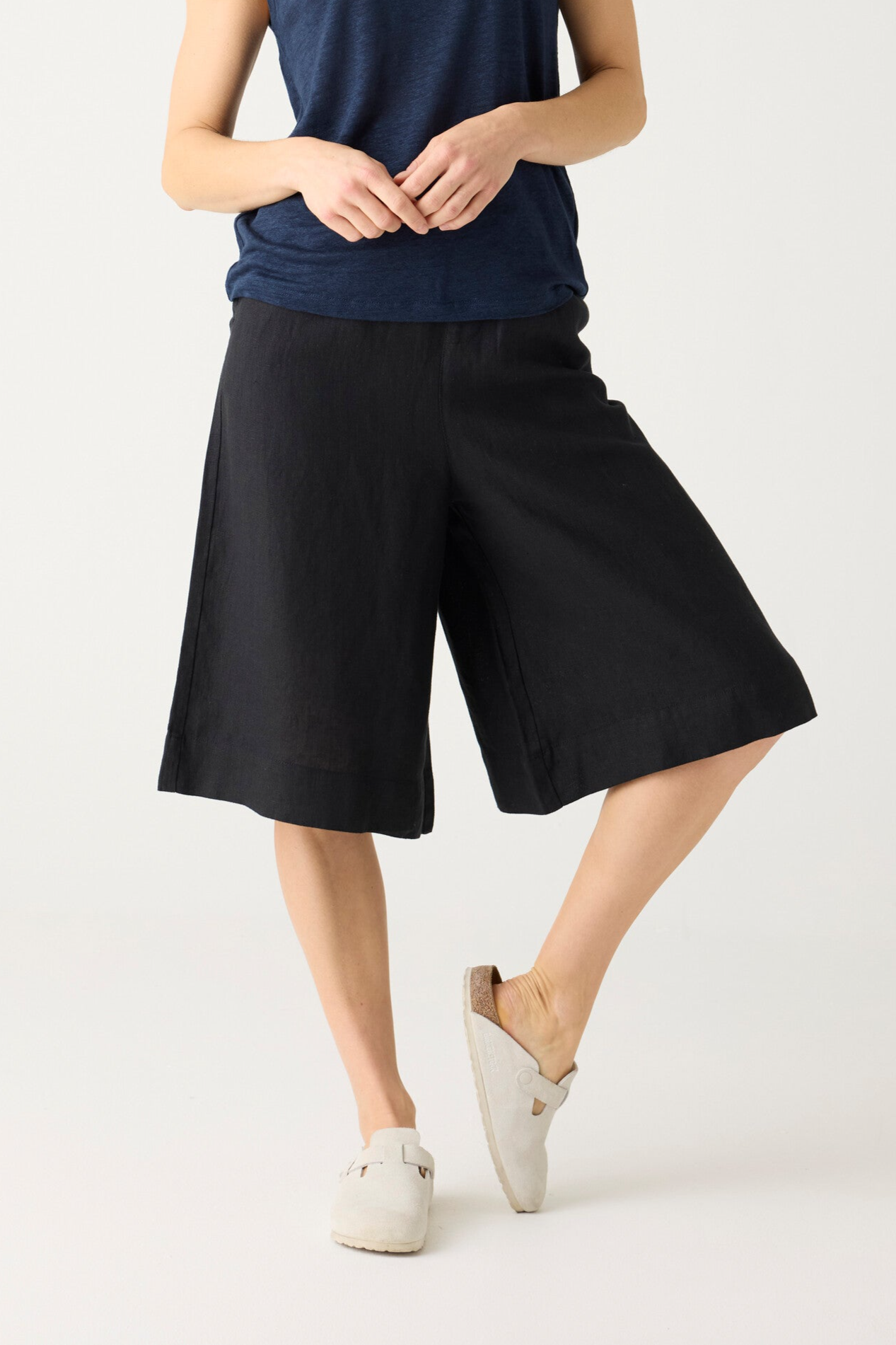 KnowledgeCotton Apparel  Culotte Shorts Eve Wide Black Jet