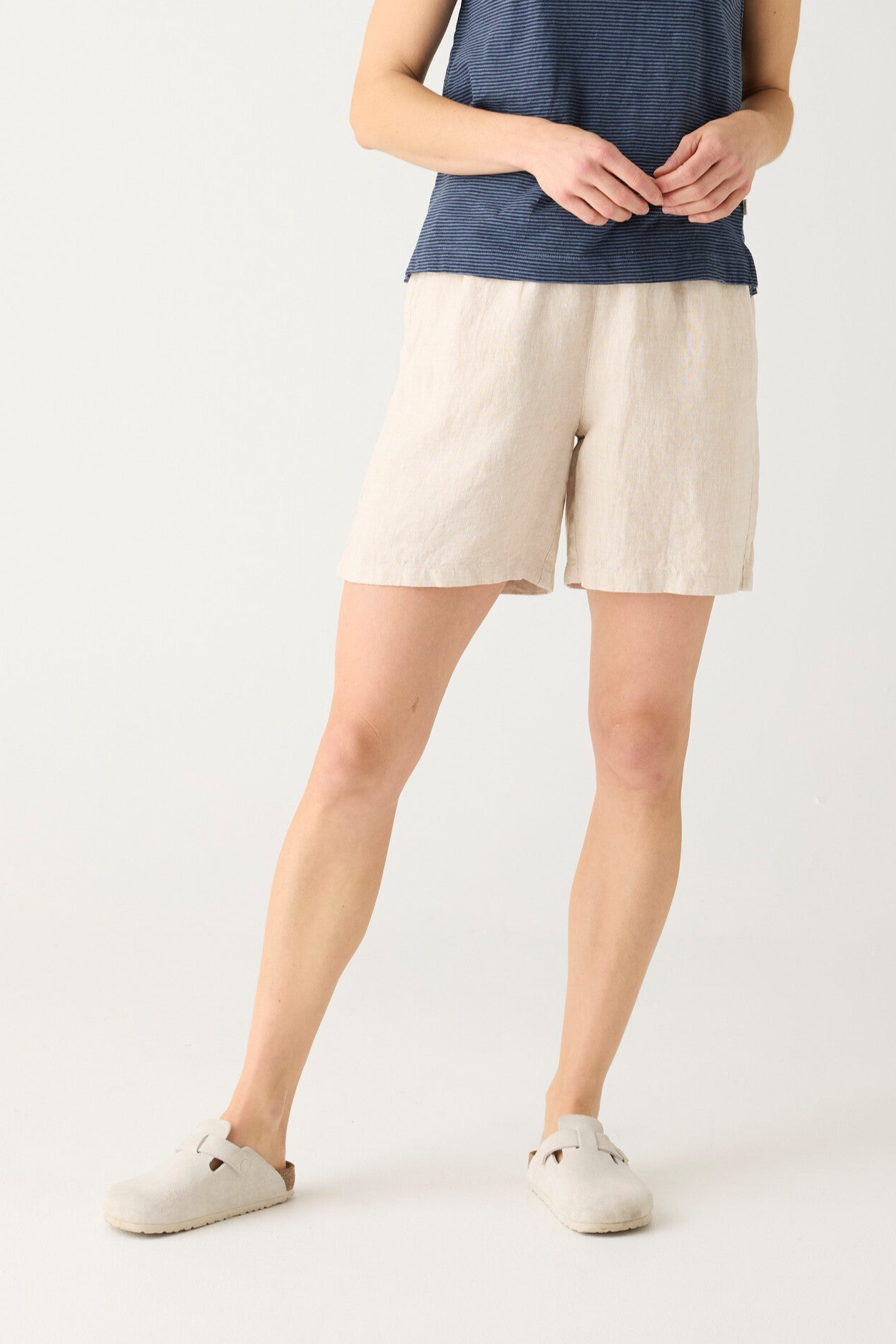 KnowledgeCotton Apparel  Shorts Posey Wide Linen Light Feather Gray