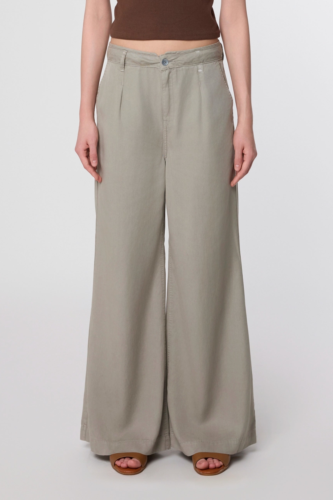 Dawn  Broek Blaze Super Wide Leg Rock Olive