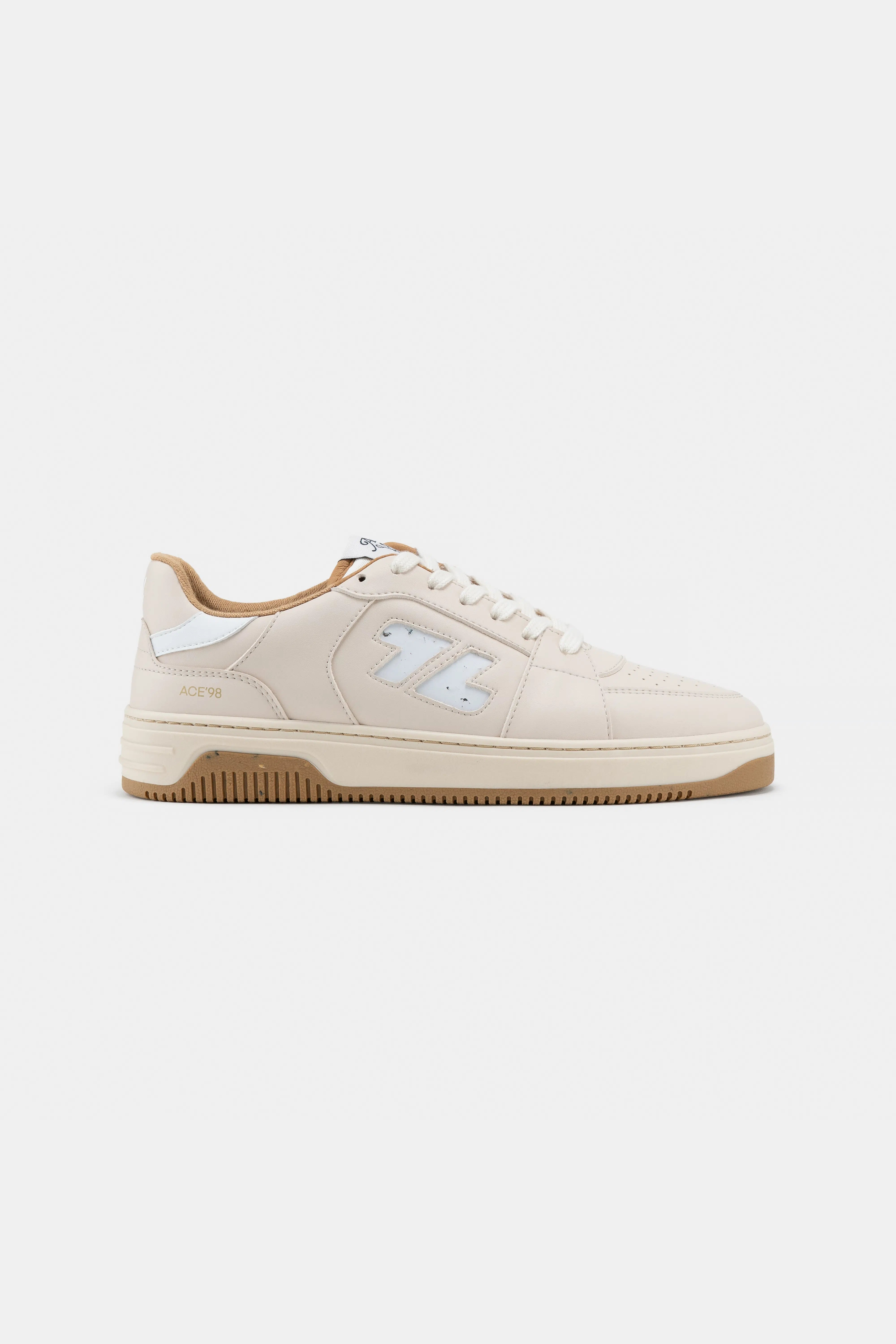 ZÃ¨ta mannen vegan Sneakers Ace 98 Wit/Camelbruin