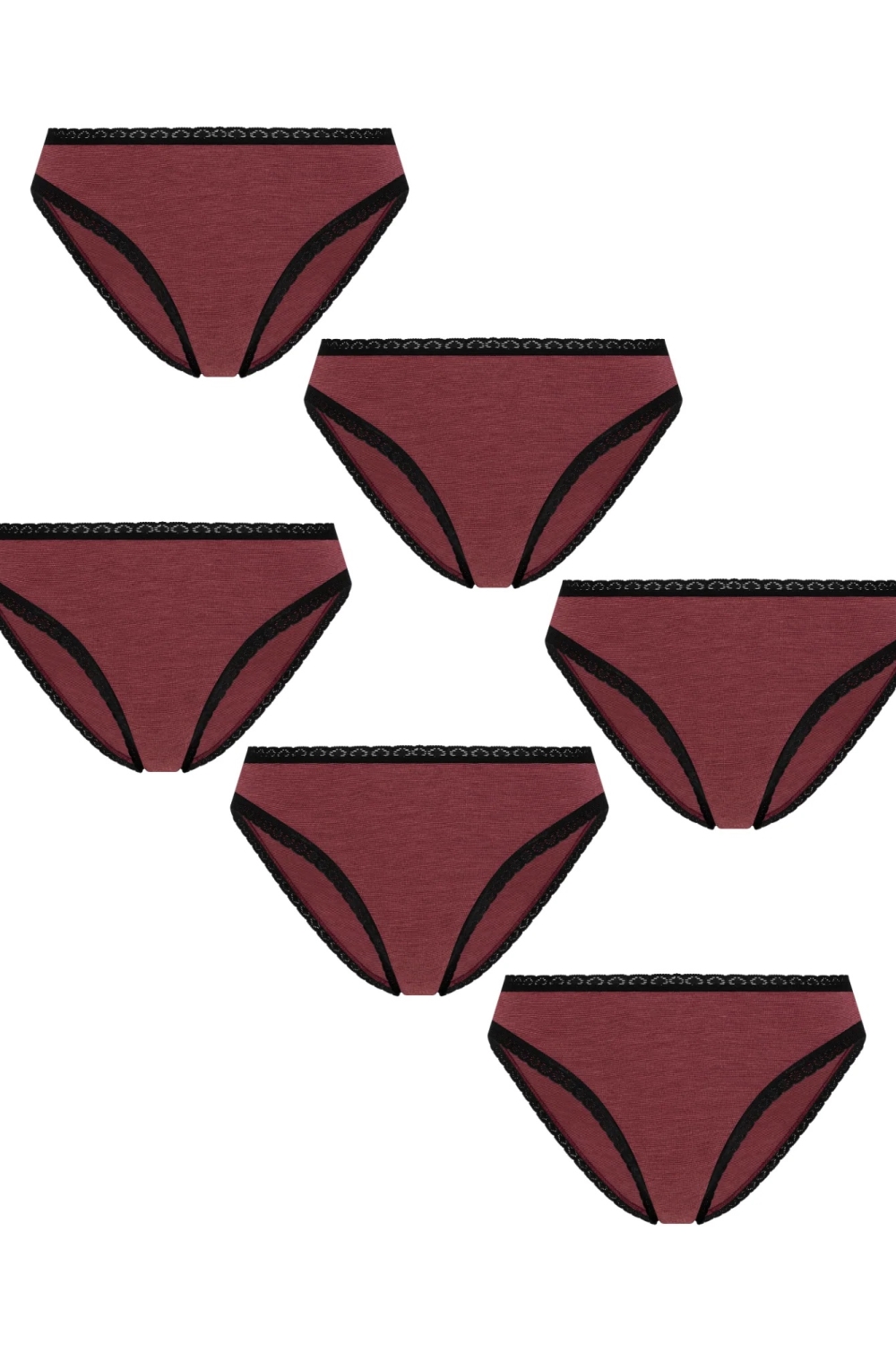 Albero Natur  Multipack Van 6 Slips Met Kant Koffie/Roestbruin
