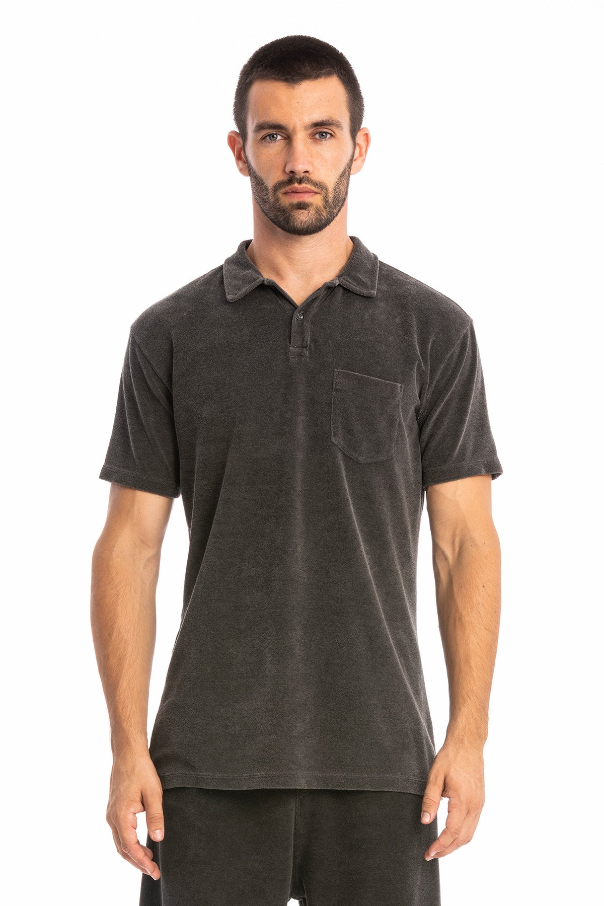 RAVENS VIEW IBIZA mannen vegan Polo Terry Antraciet