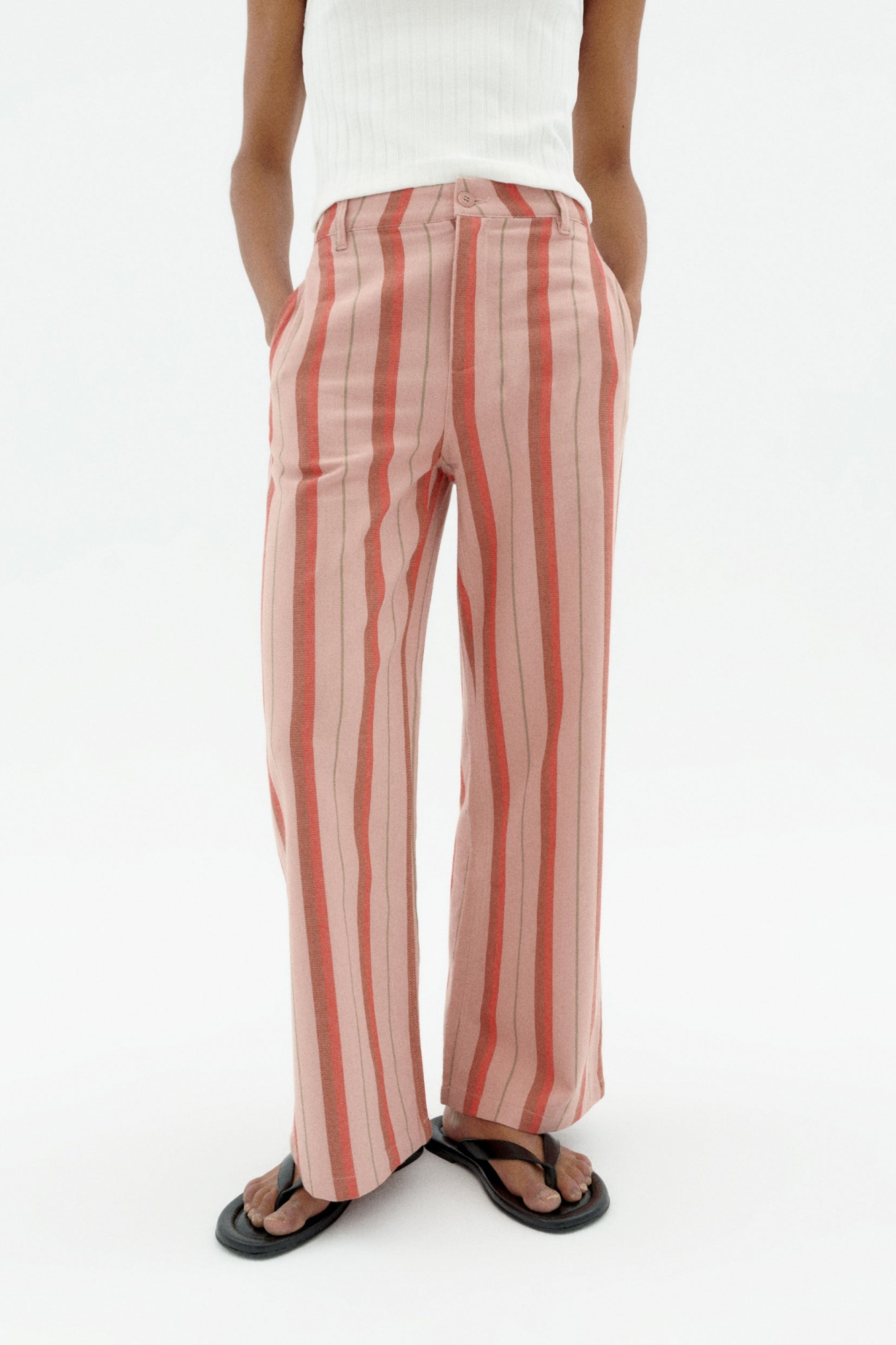 Thinking MU  Broek Hoog Getailleerd Karina Gestreept Multicolor