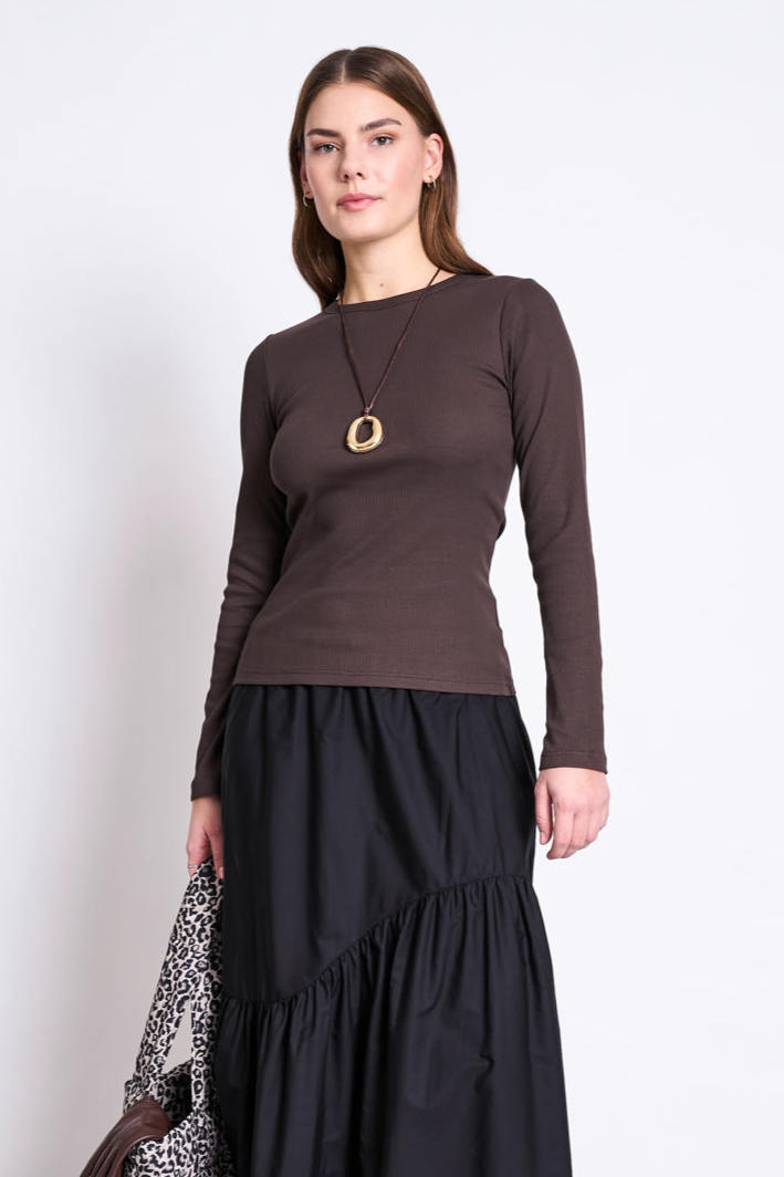 JAN 'N JUNE  Lange Mouwen Rib Rava Mud Brown
