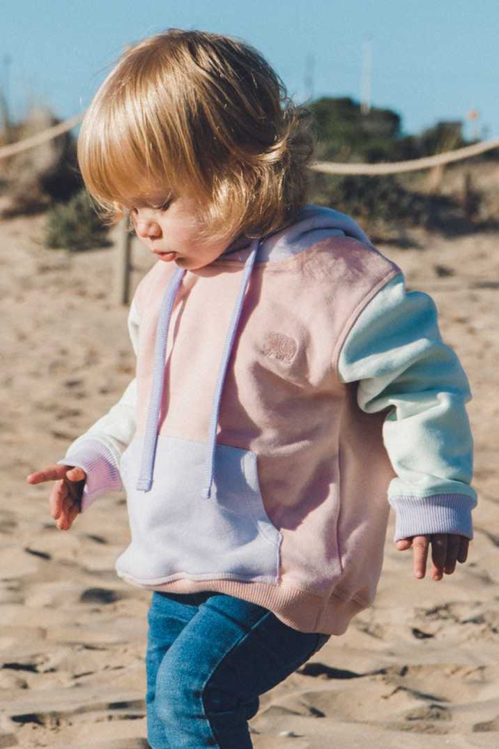 Trendsplant  Hoodie Color Block Lichtroze, Paars En Groen