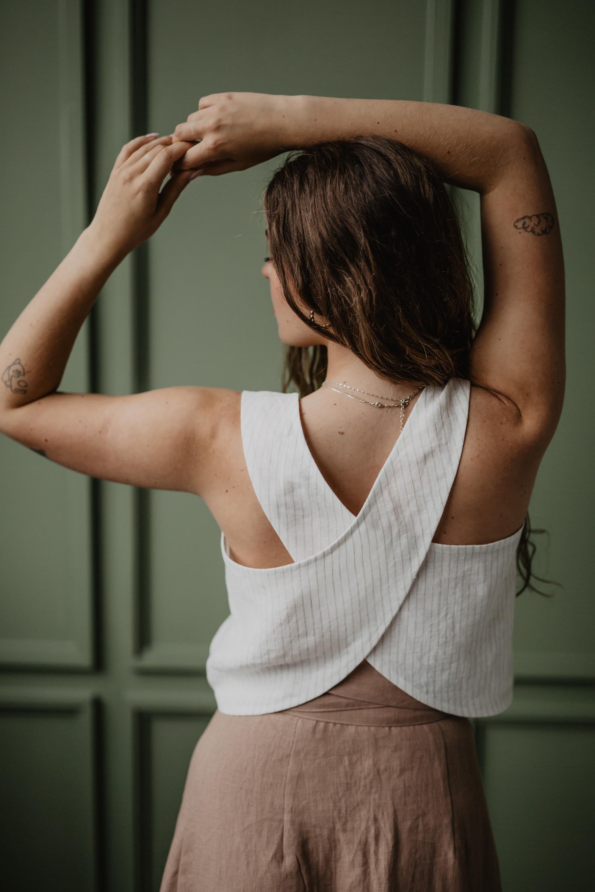 AmourLinen  Top Overgooier Ella Gestreept