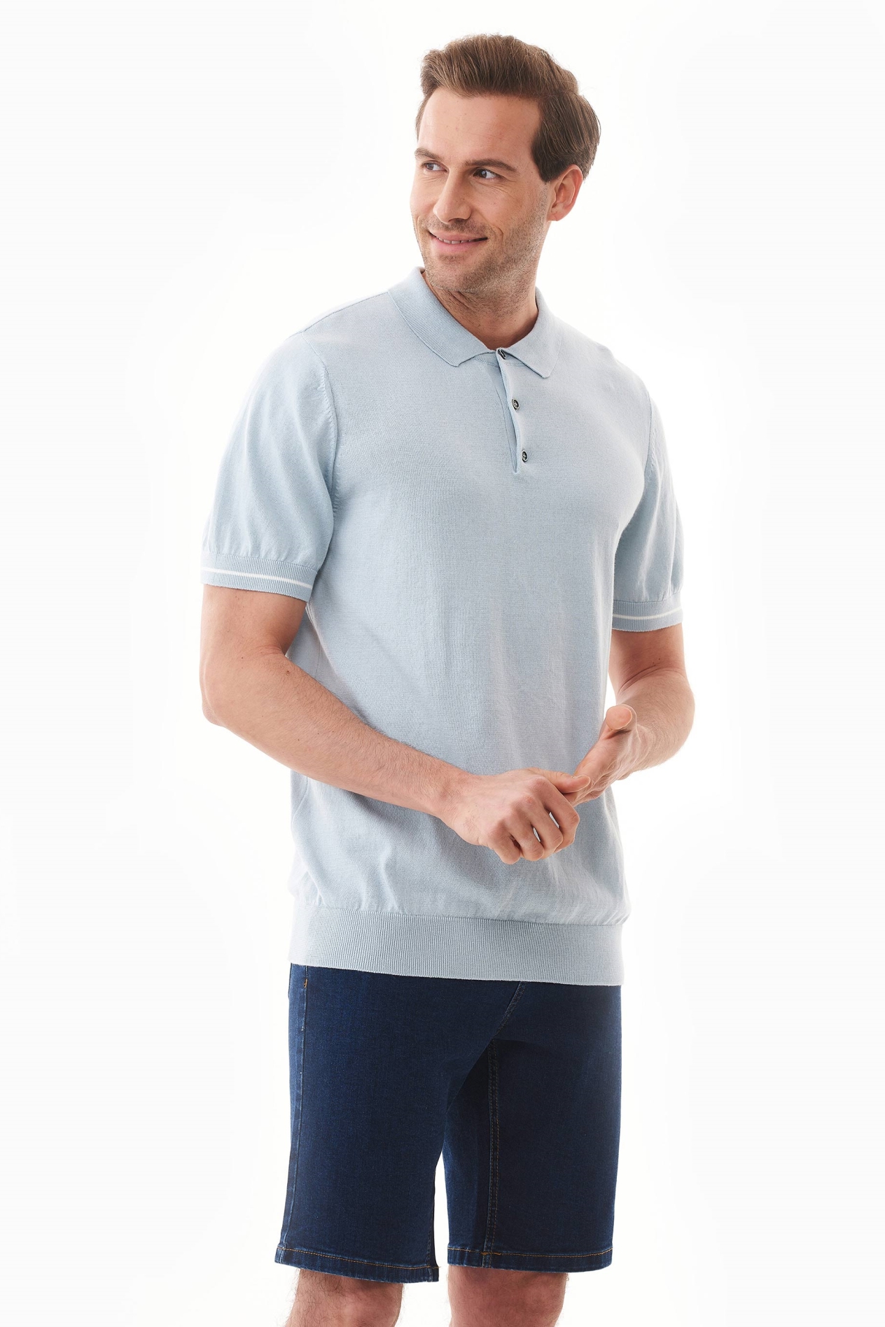 ORGANICATION mannen vegan Poloshirt Knit Haze Blue