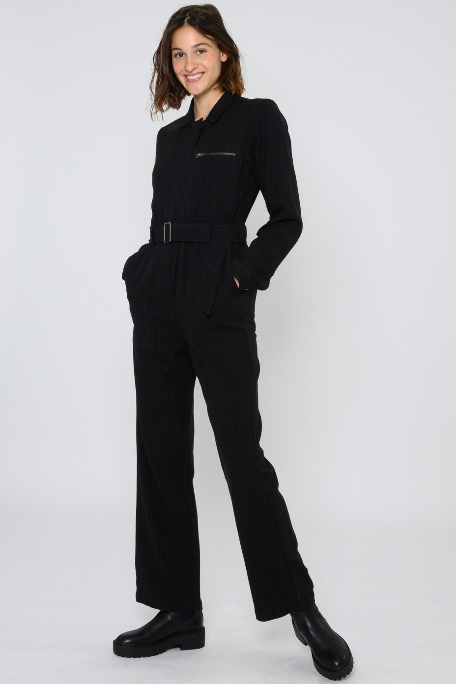 ThokkThokk  Jumpsuit Krijtstreep Zwart