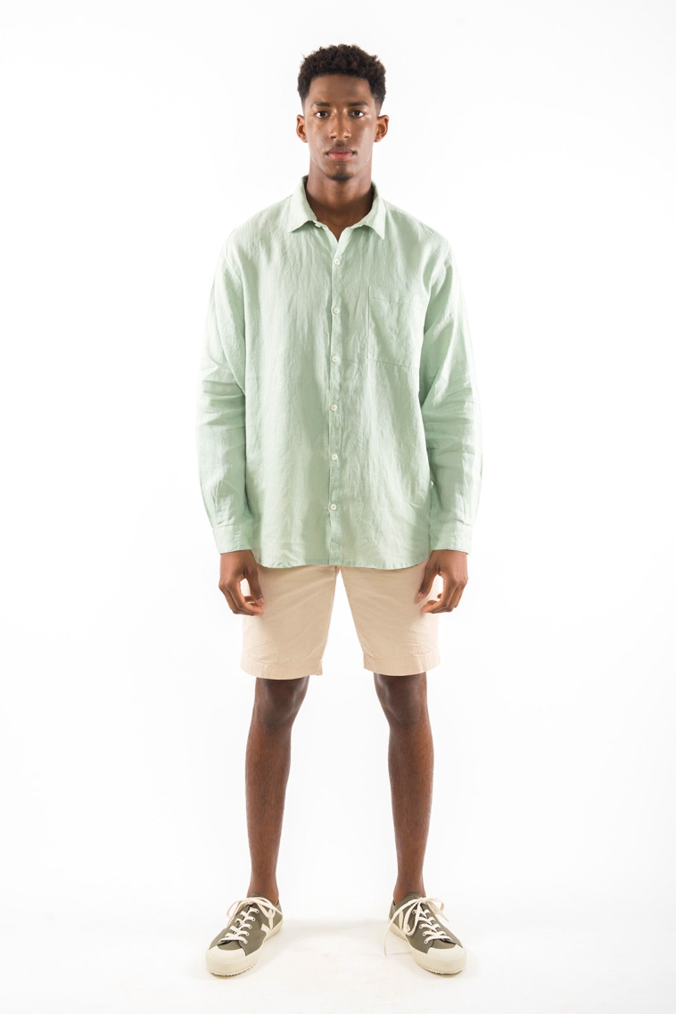RAVENS VIEW IBIZA mannen vegan Shirt Lennon Light Aloe Groen