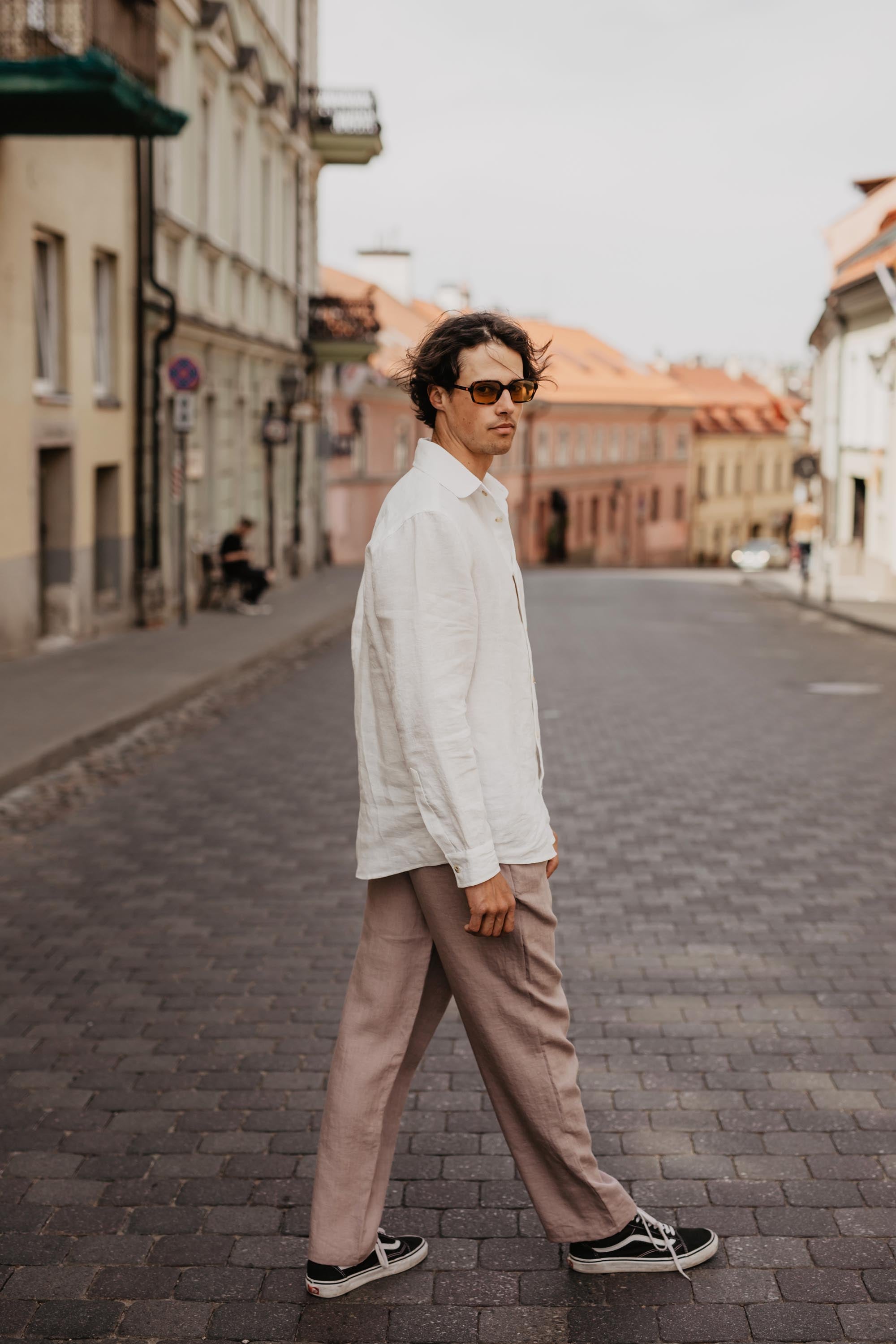 AmourLinen mannen vegan Linnen Broek Adonis Sage Green