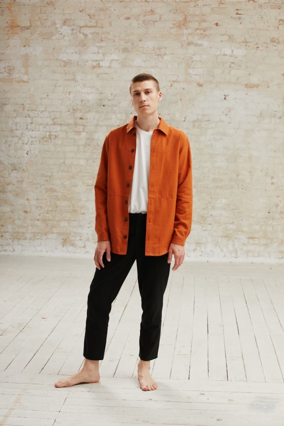 Jyoti Fair Works mannen vegan Overshirt Daladal Roest Oranje