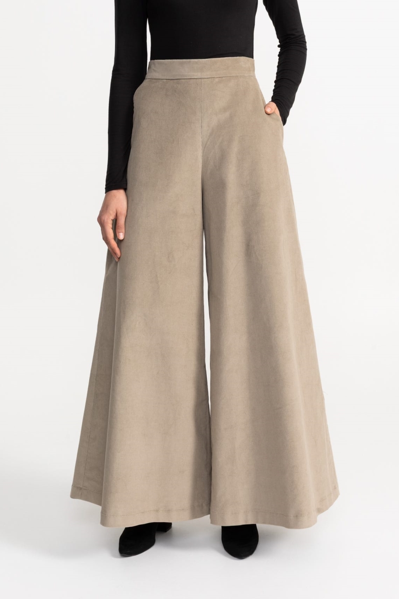 De IONESCU  Broek Palazzo Corduroy Champagne